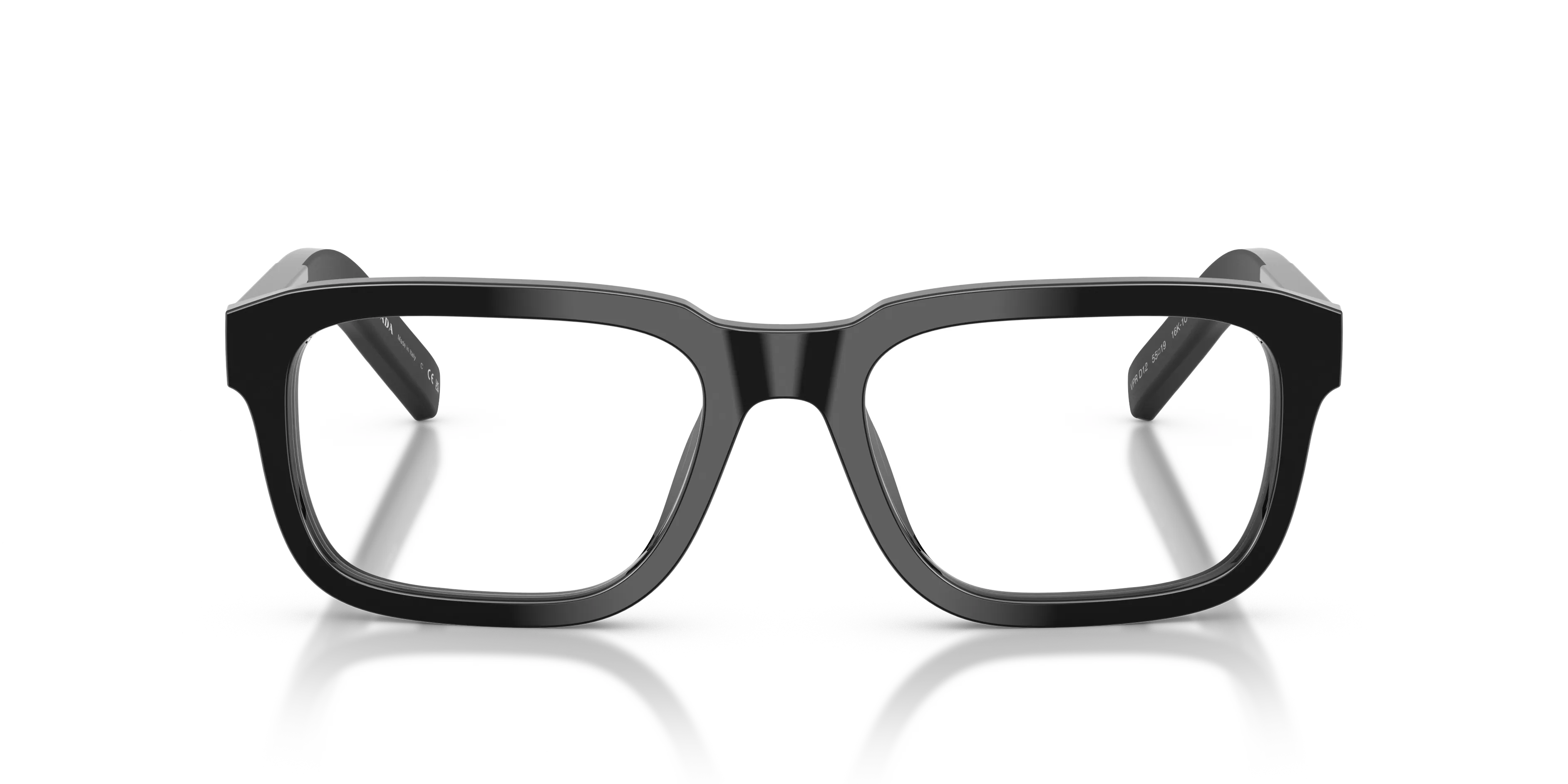 Prada PR D12V 16K1O1 Montature da vista Acetato Nero Trasparente Squadrata Normale - immagine 3