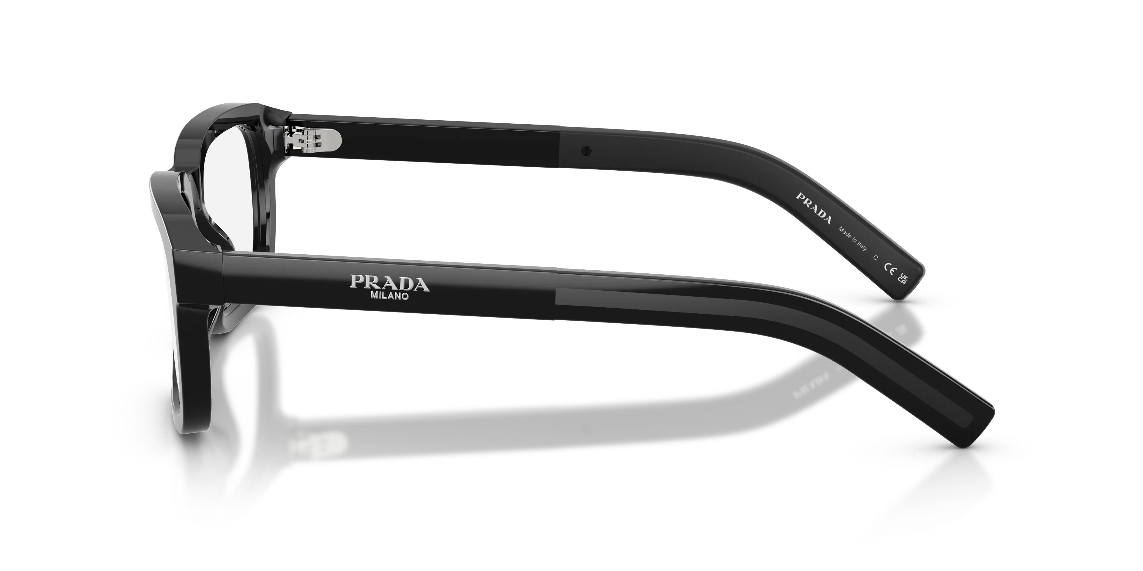 Prada PR D12V 16K1O1 Montature da vista Acetato Nero Trasparente Squadrata Normale - immagine 4