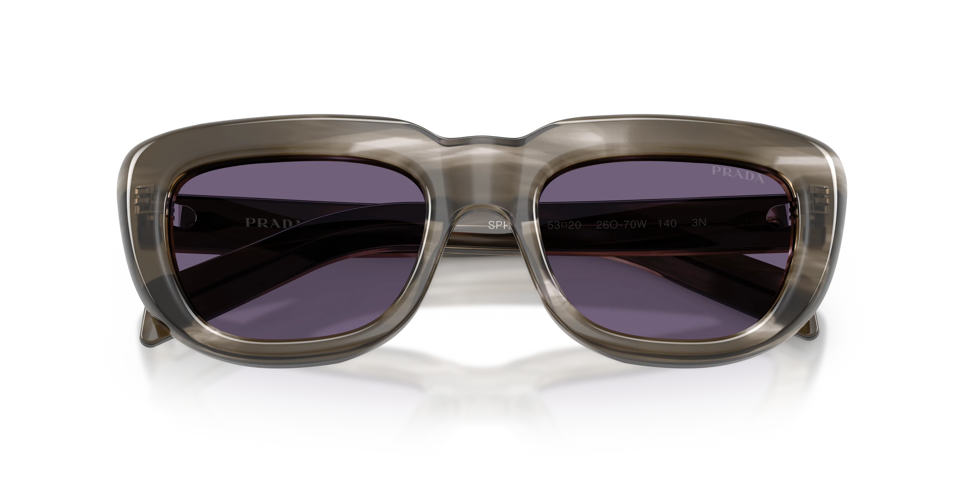 Prada PR D07S 26O70W Occhiali da sole Acetato Nero Viola Squadrata Normale - immagine 2