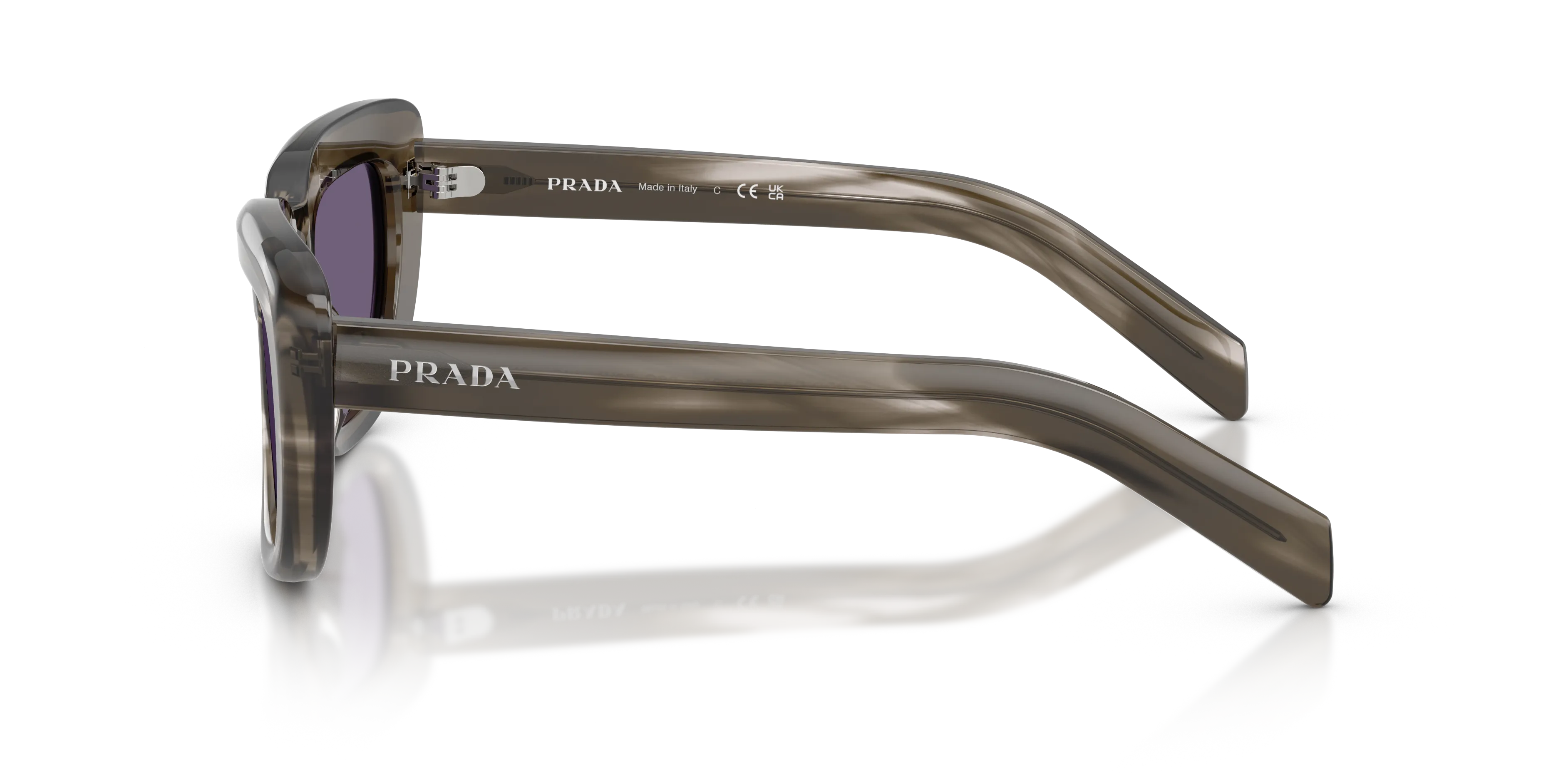 Prada PR D07S 26O70W Occhiali da sole Acetato Nero Viola Squadrata Normale - immagine 4