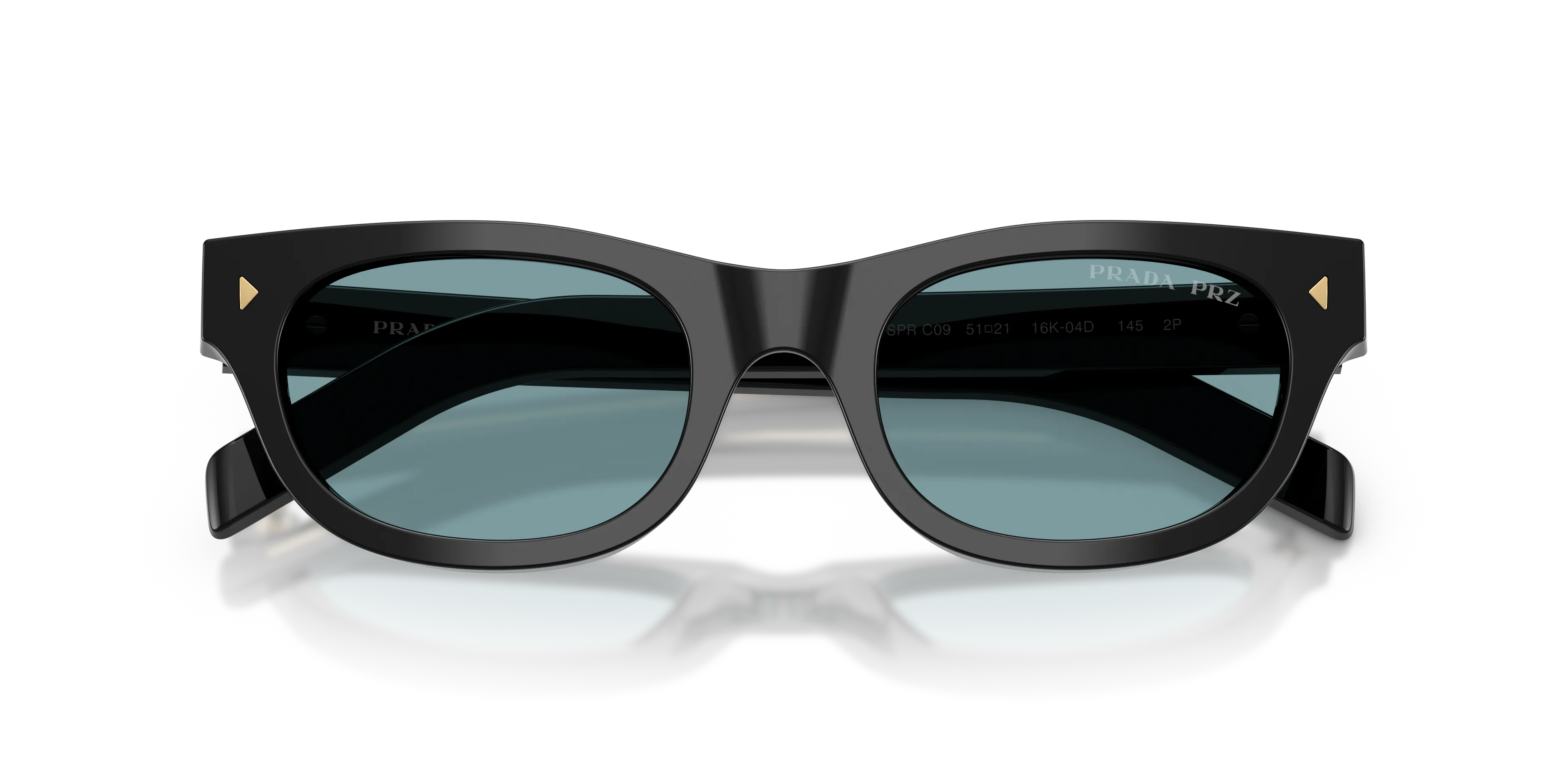 Prada PR C09S 16K04D Occhiali da sole Acetato Nero Verde Cat Eye Polarizzata - immagine 2