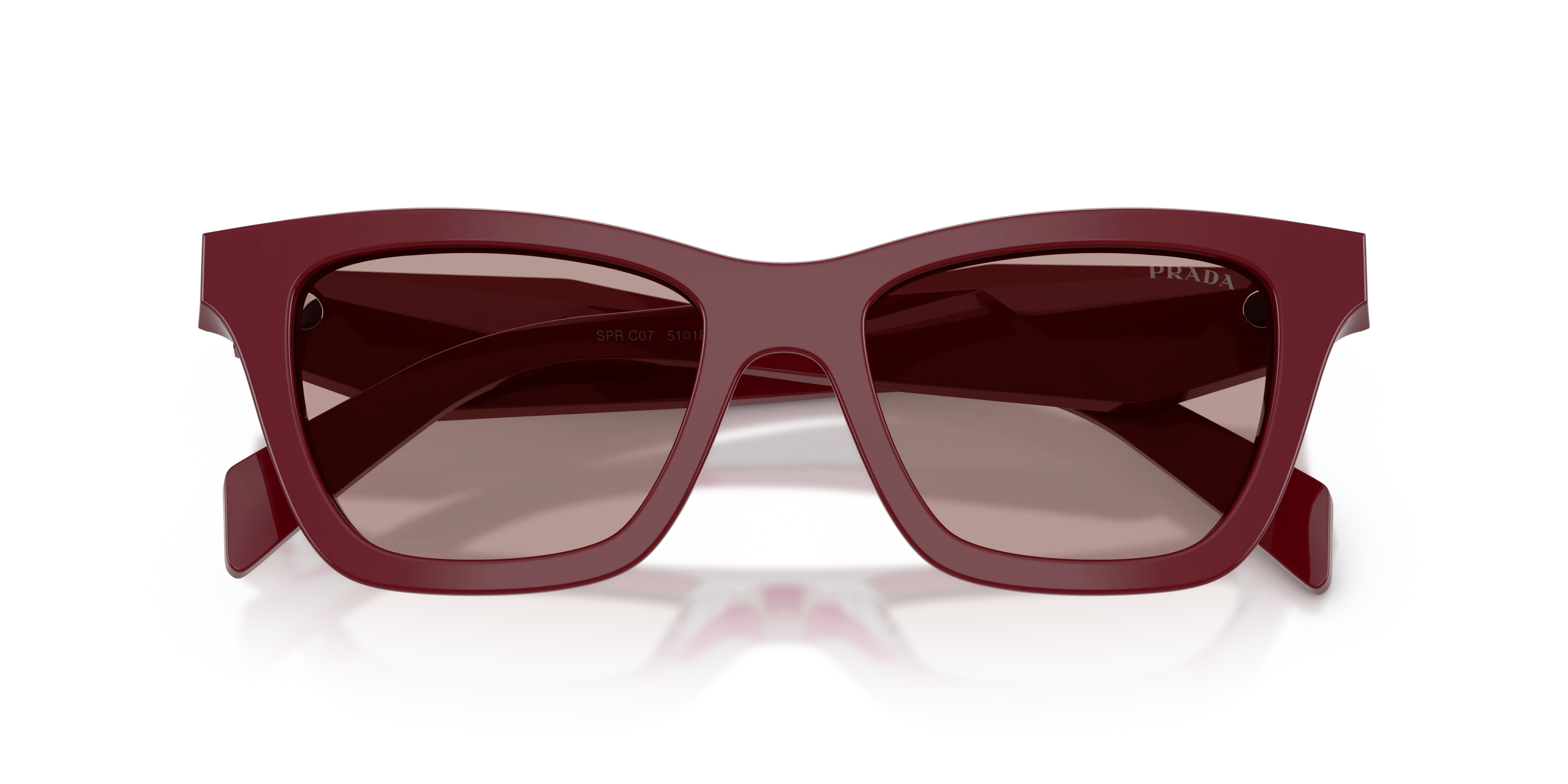 Prada PR C07S 24O20I Occhiali da sole Acetato Rosso Marrone Farfalla Normale - immagine 2