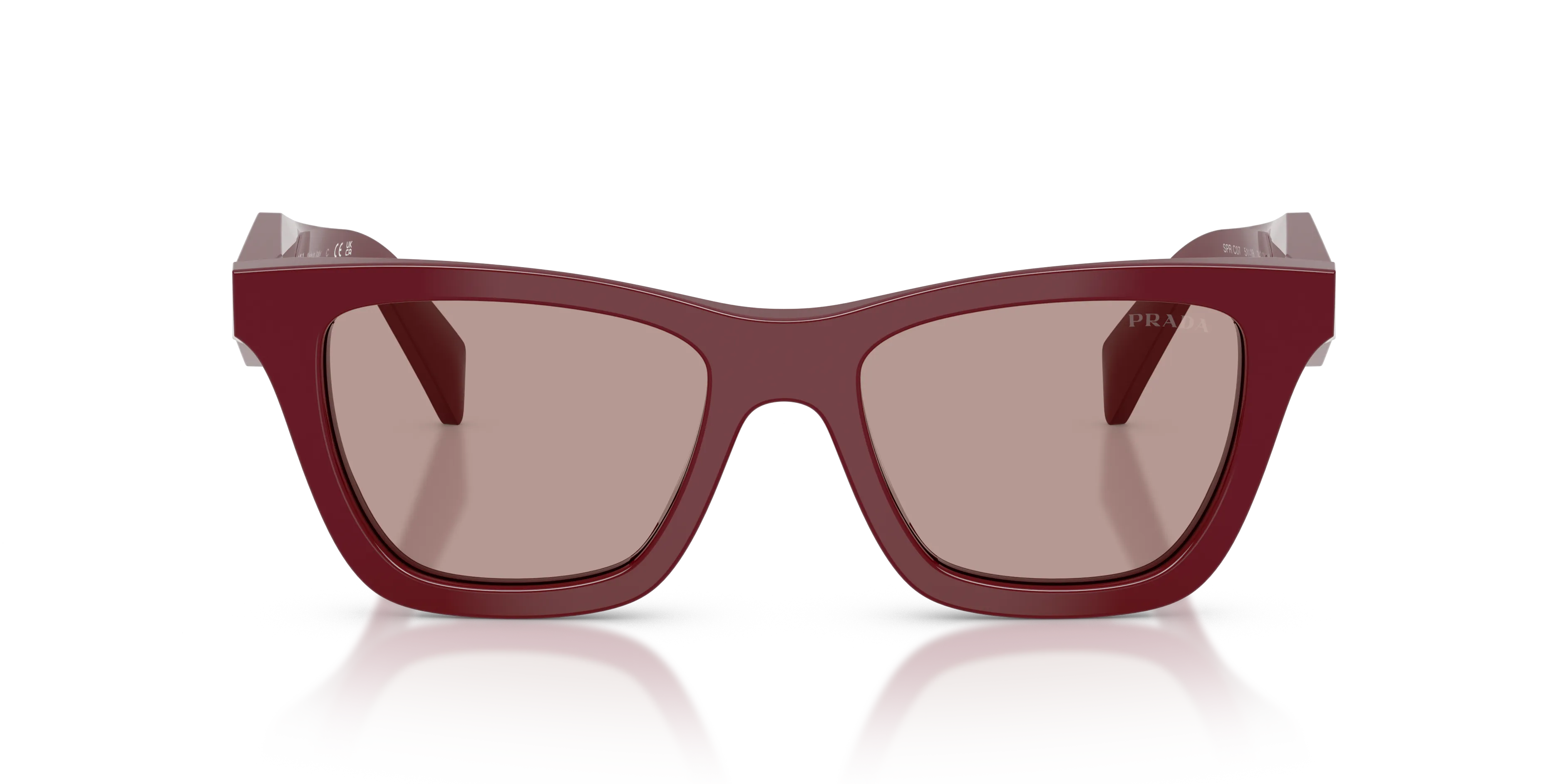 Prada PR C07S 24O20I Occhiali da sole Acetato Rosso Marrone Farfalla Normale - immagine 3