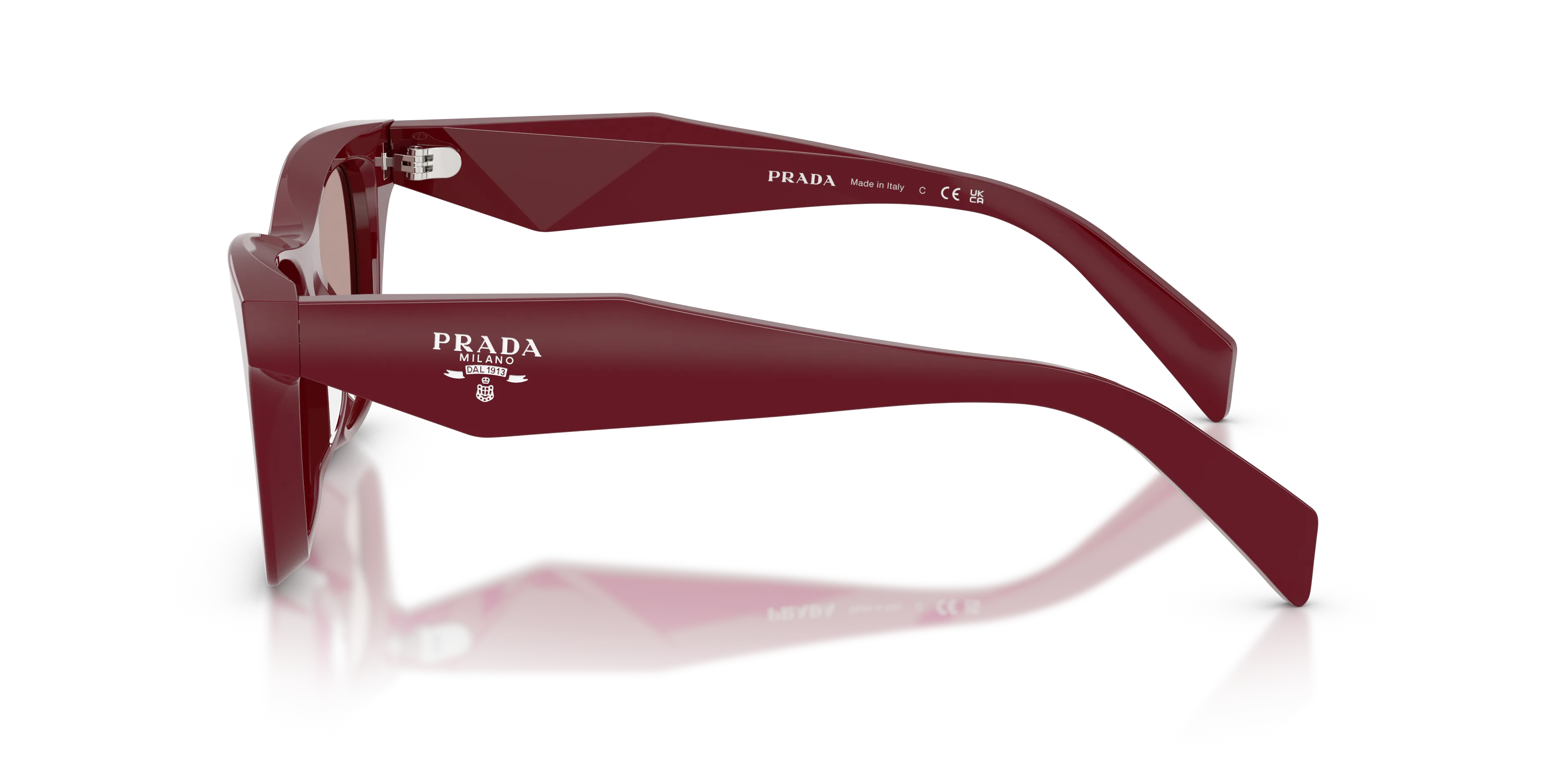 Prada PR C07S 24O20I Occhiali da sole Acetato Rosso Marrone Farfalla Normale - immagine 4