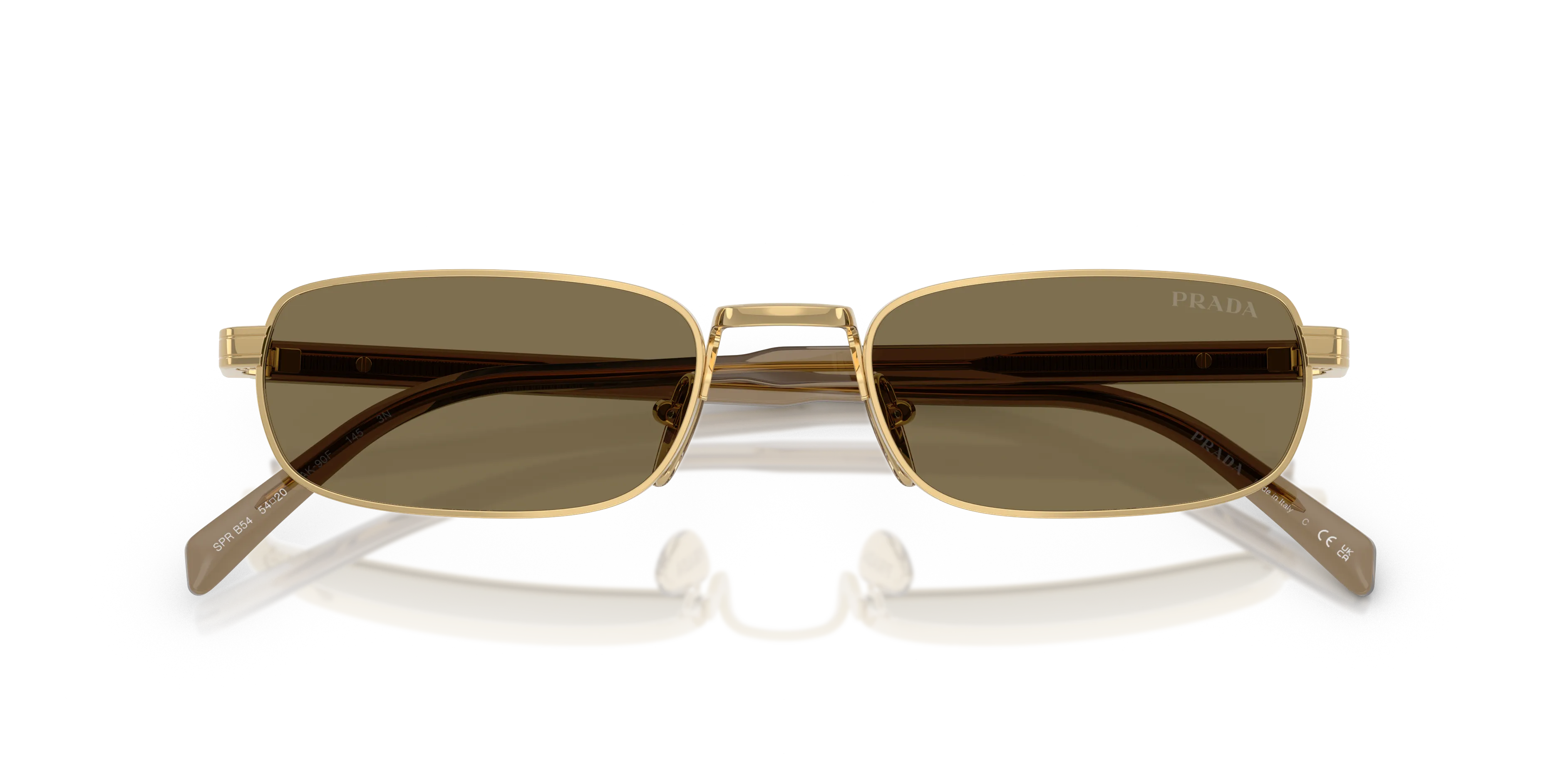Prada PR B54S 5AK90F Occhiali da sole Metallo Oro Marrone Squadrata Normale - immagine 2