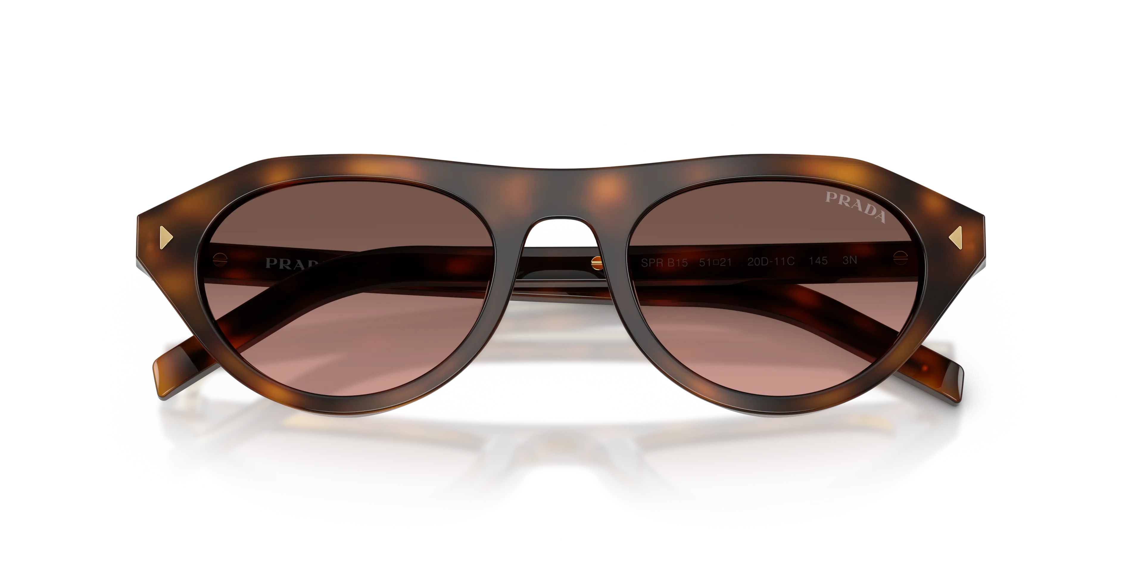 Prada PR B15S 20D11C Occhiali da sole Acetato Tartaruga Marrone Geometrica Normale Sfumato - immagine 2