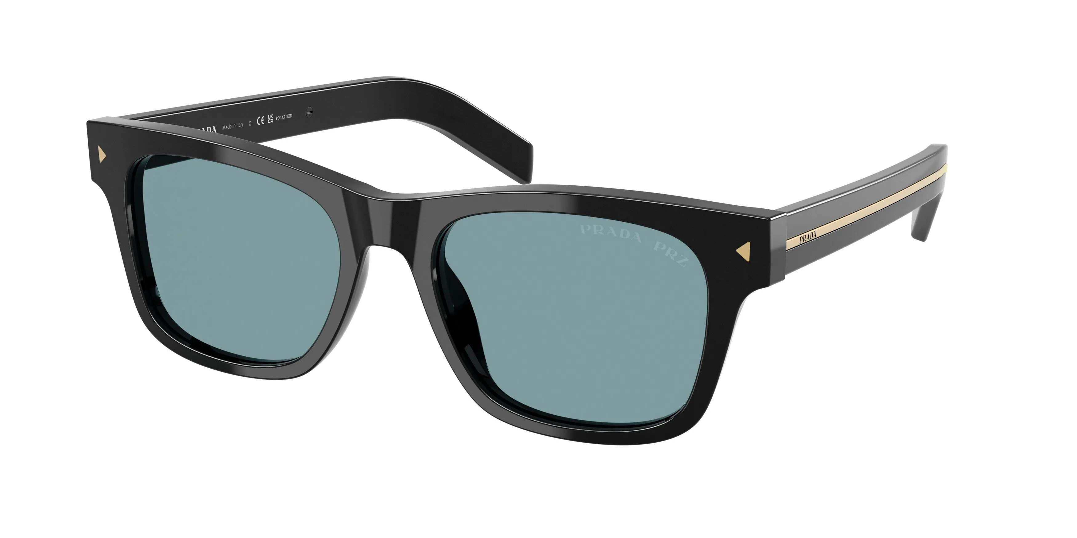 Prada PR A17S 16K04D Occhiali da sole Acetato Nero Verde Squadrata Polarizzata - immagine 1