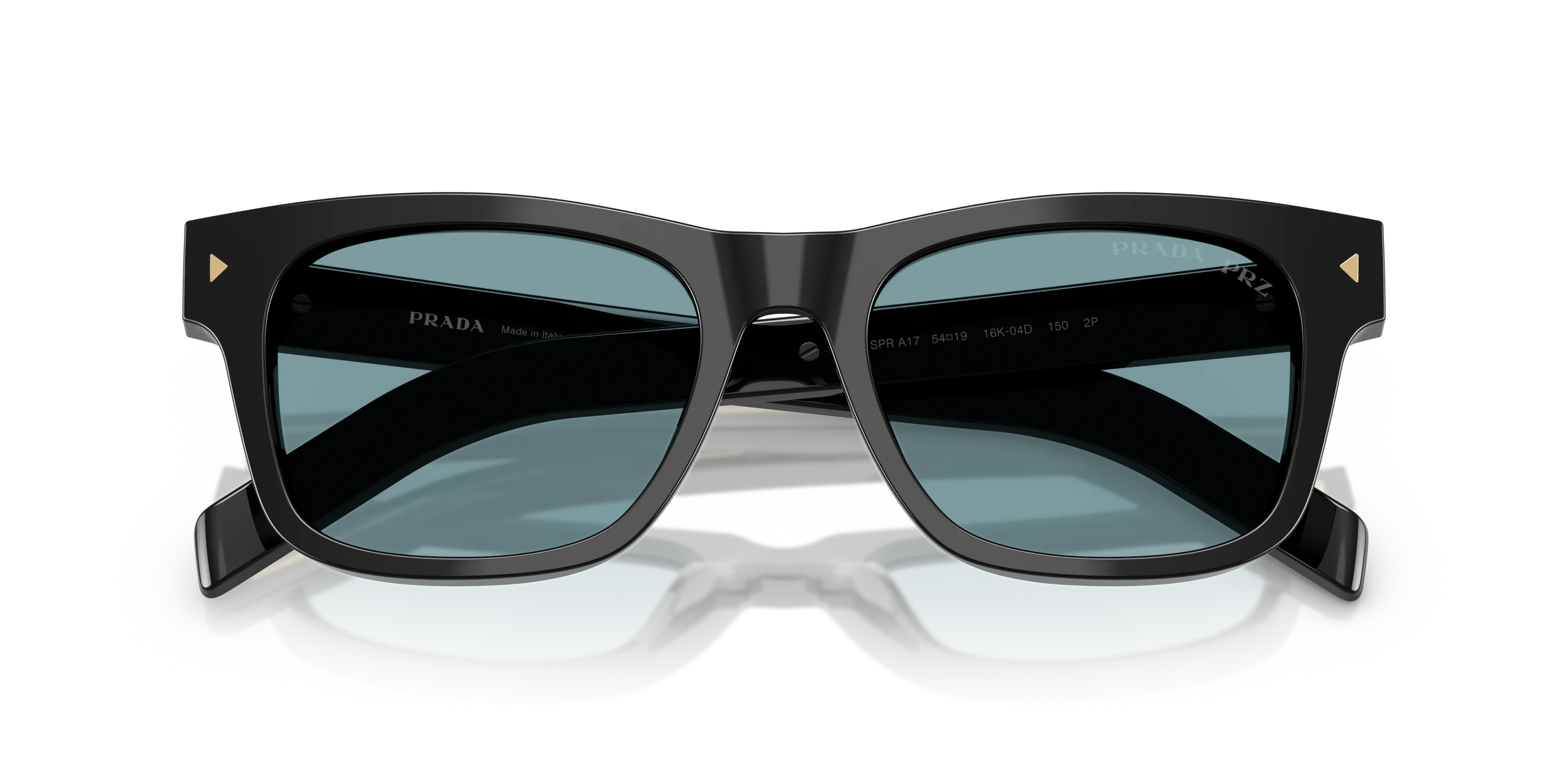Prada PR A17S 16K04D Occhiali da sole Acetato Nero Verde Squadrata Polarizzata - immagine 2