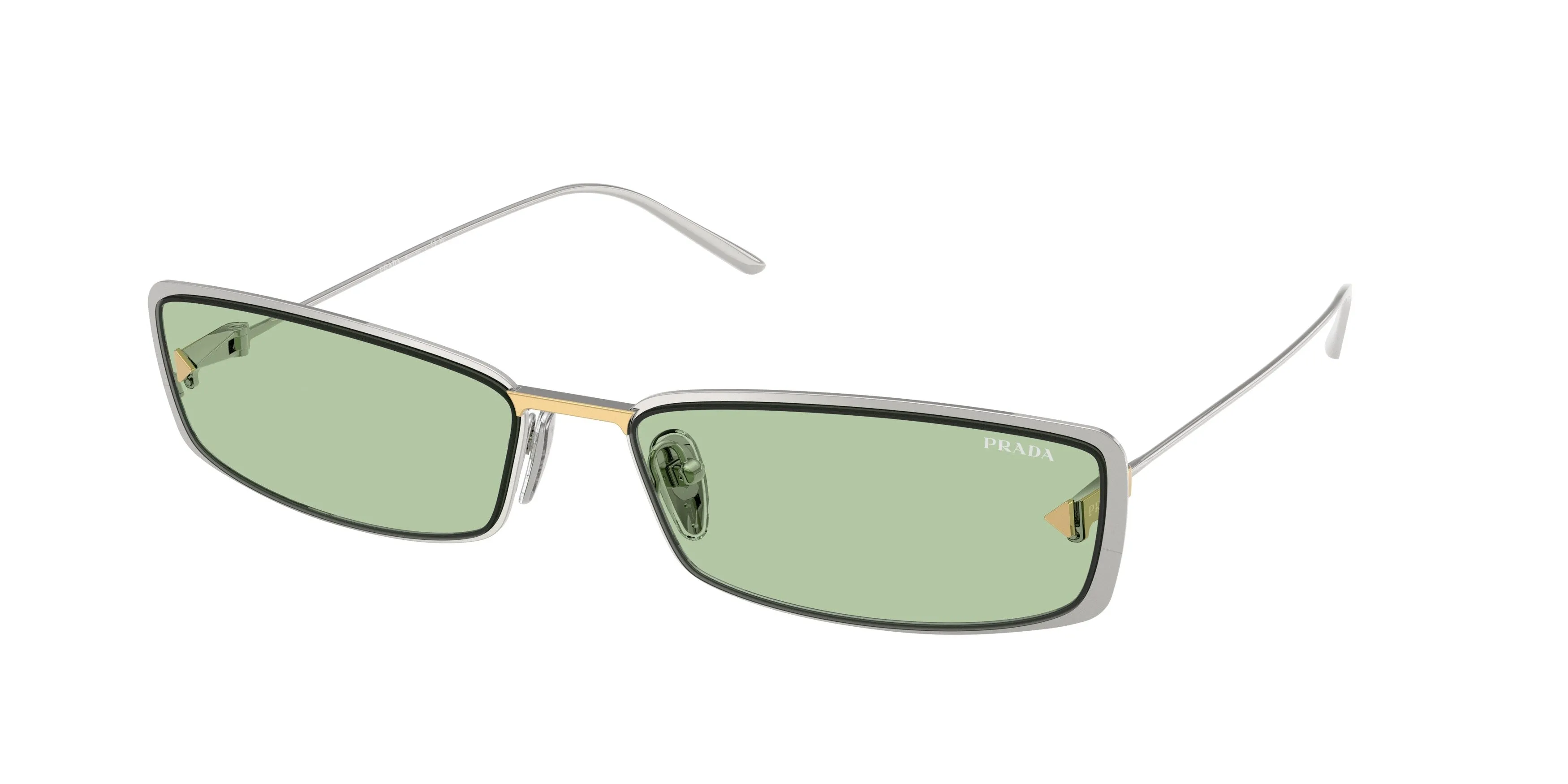 Prada PR D67S 1BC61C Occhiali da sole Metallo Argento Verde Farfalla Normale - immagine 1