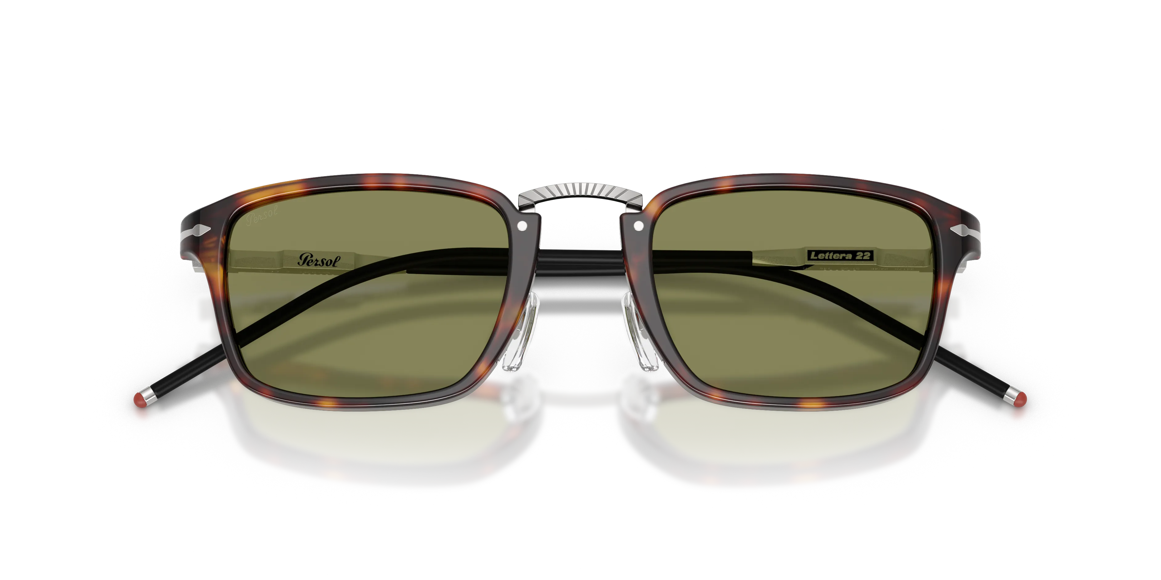Persol PO3417S 24/4E Occhiali da sole Acetato Tartaruga Verde Squadrata Normale - immagine 2