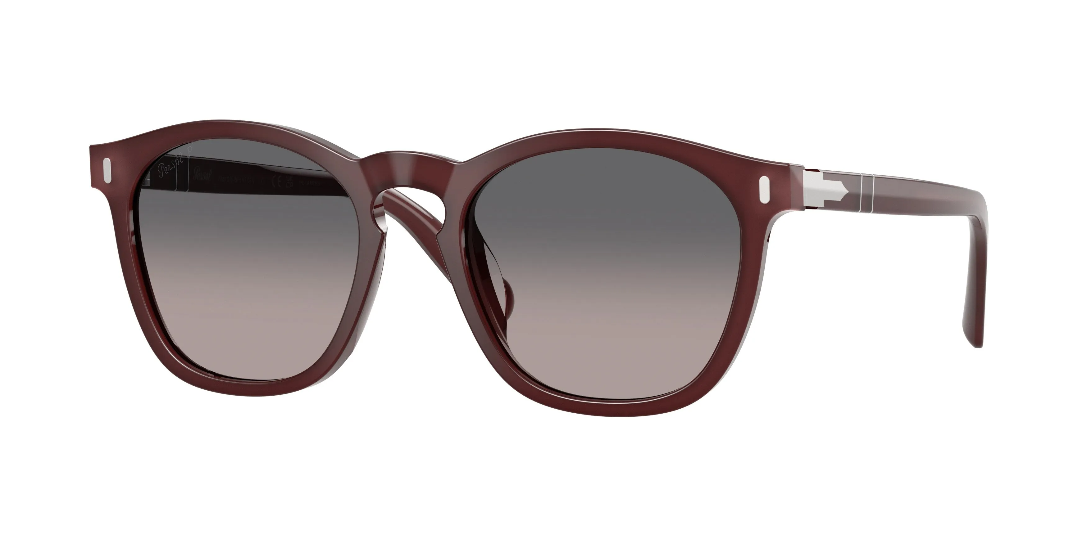 Persol PO3413S 1257M3 Occhiali da sole Acetato Rosso Grigio Squadrata Polarizzata - immagine 1