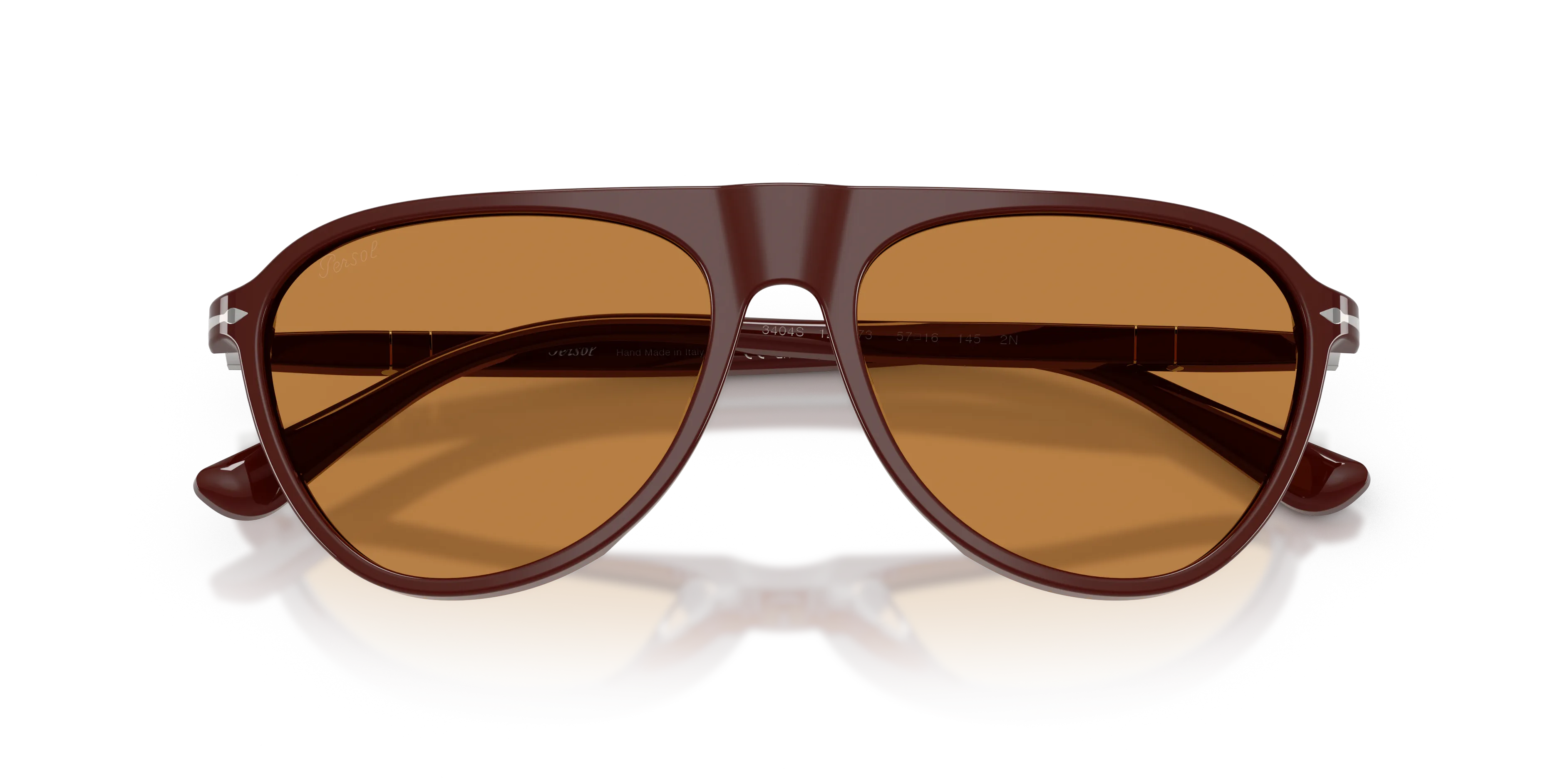Persol PO3404S 125873 Occhiali da sole Acetato Rosso Arancione Pilot Normale - immagine 2