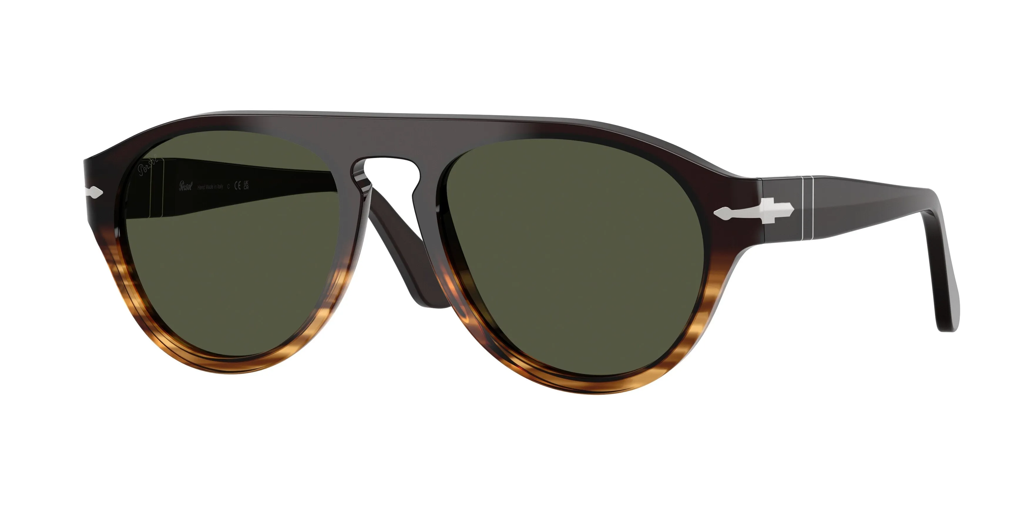 Persol PO3370S 102631 Occhiali da sole Acetato Marrone Verde Pilot Normale - immagine 1
