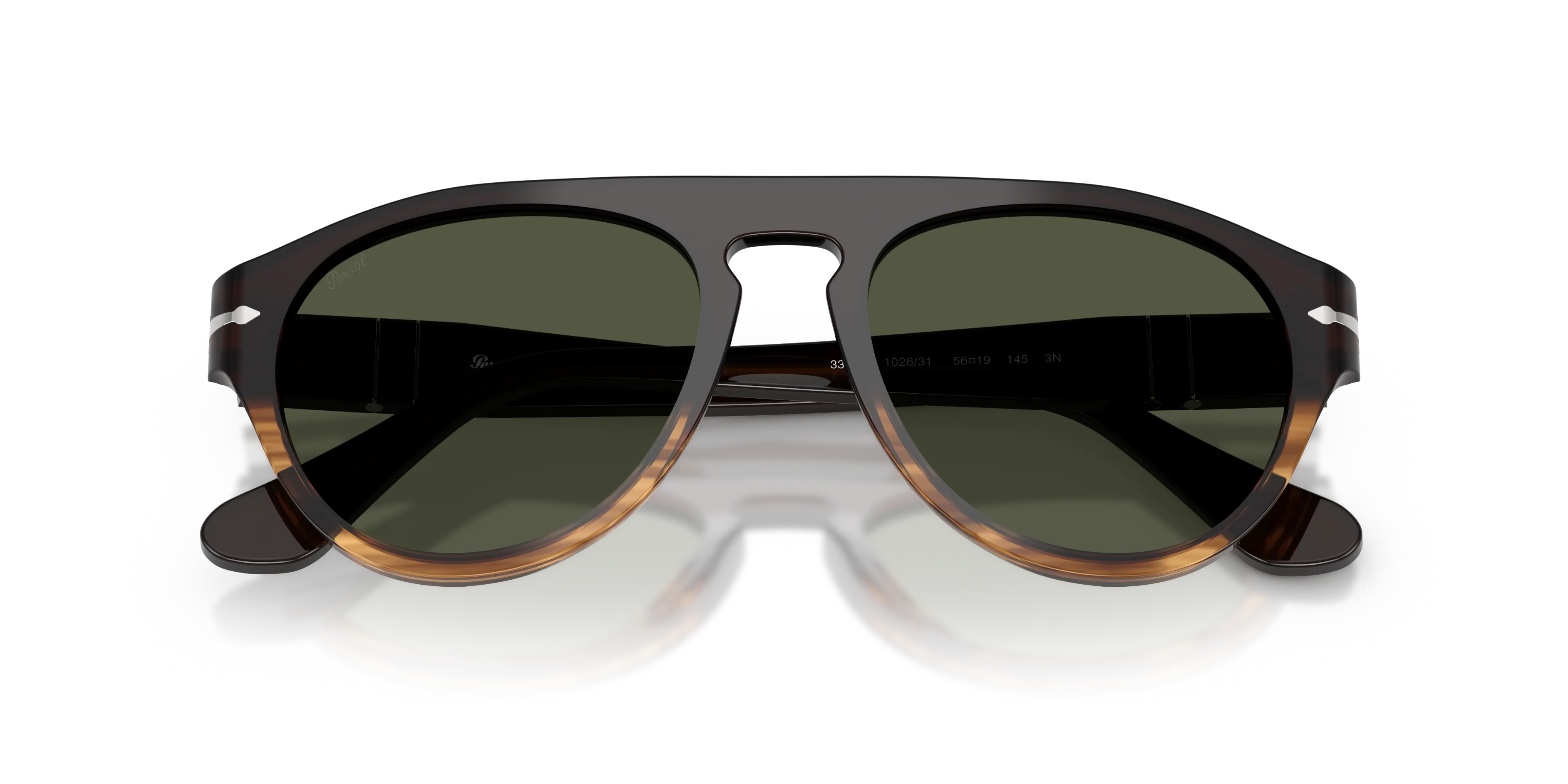 Persol PO3370S 102631 Occhiali da sole Acetato Marrone Verde Pilot Normale - immagine 2
