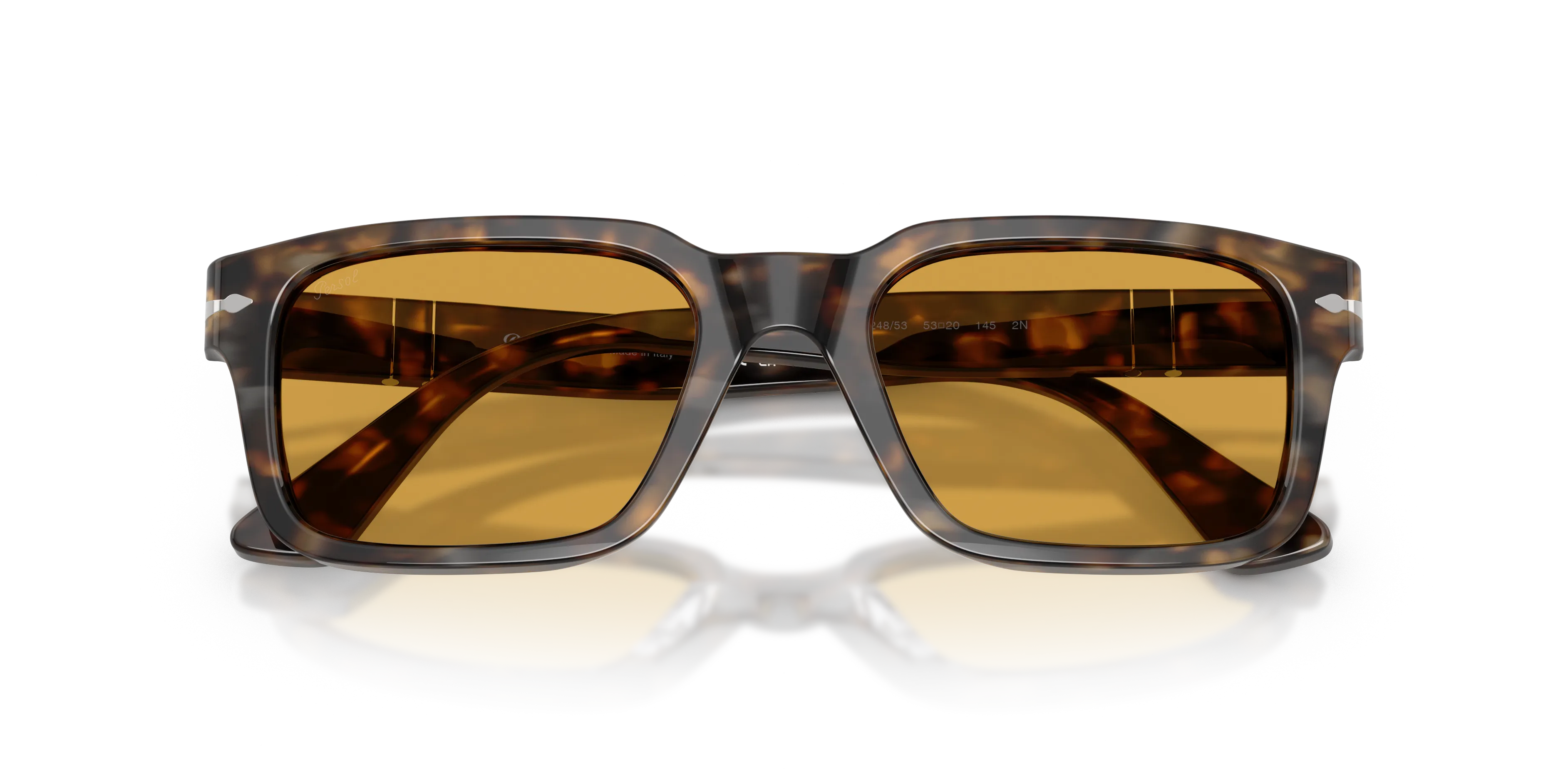 Persol PO3272S 124853 Occhiali da sole Acetato Marrone Giallo Squadrata Normale - immagine 2