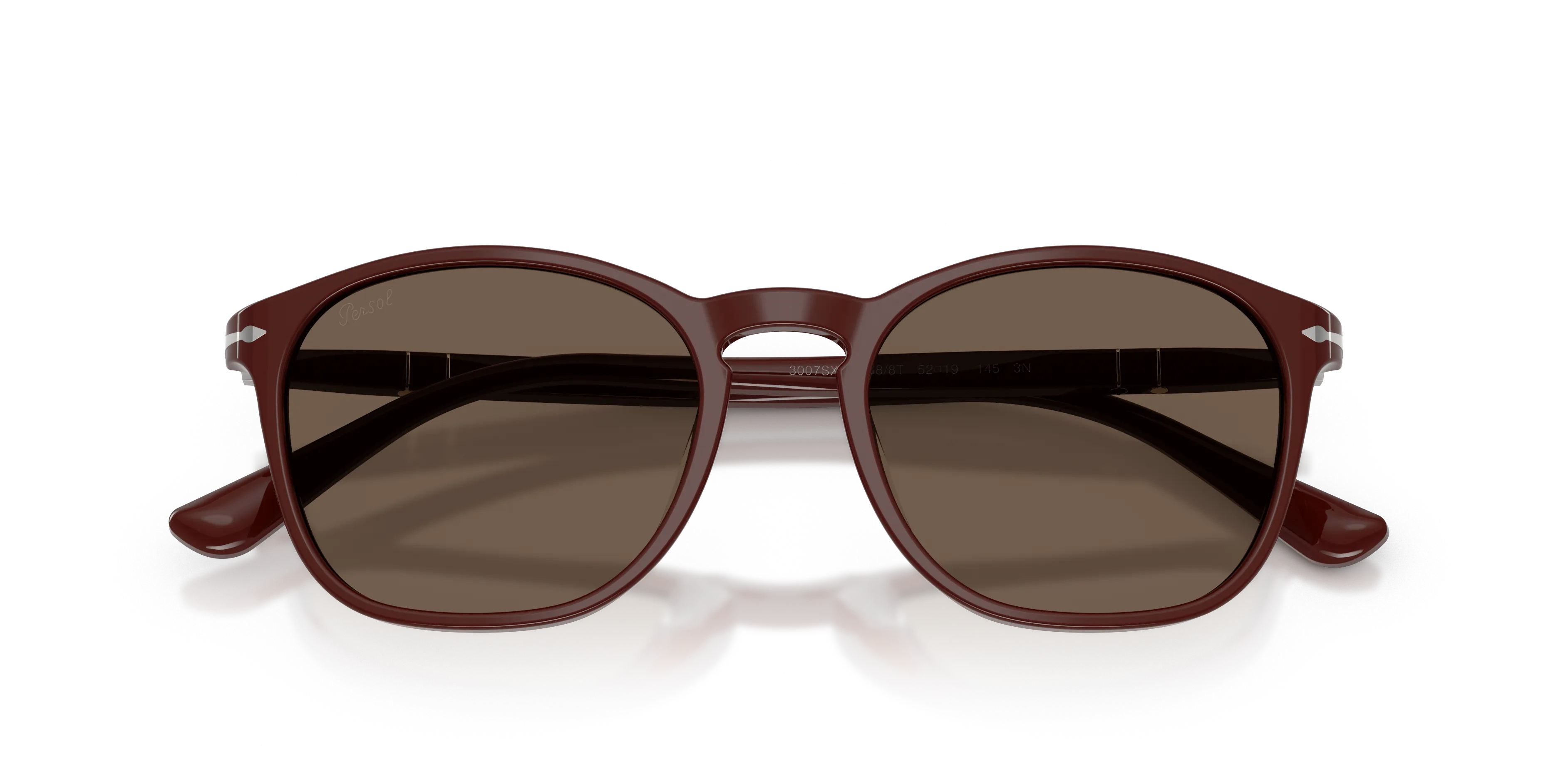 Persol PO3007SX 12588T Occhiali da sole Acetato Rosso Marrone Squadrata Normale - immagine 2