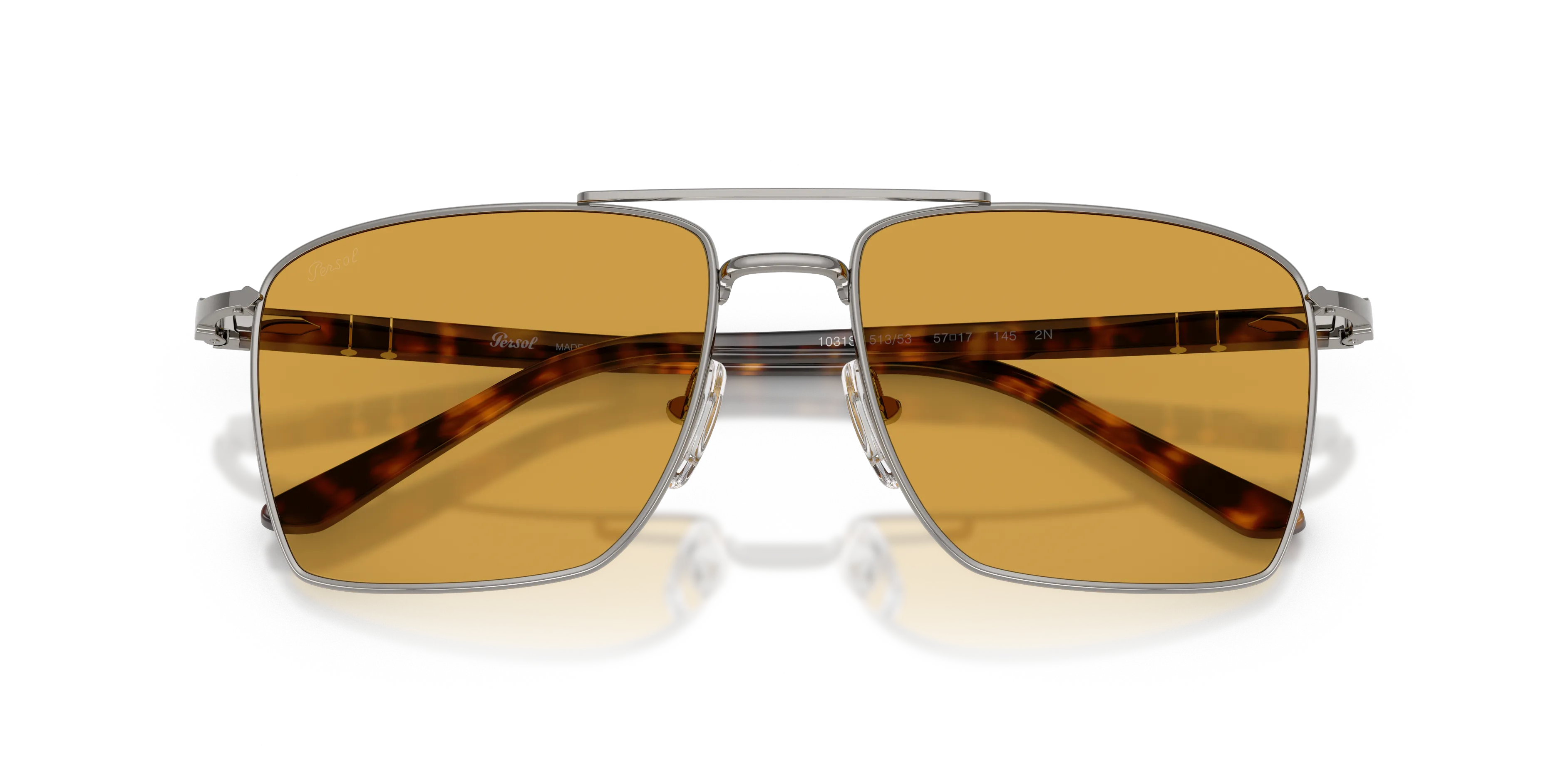 Persol PO1031S 513/53 Occhiali da sole Acciaio Grigio Giallo Squadrata Normale - immagine 2