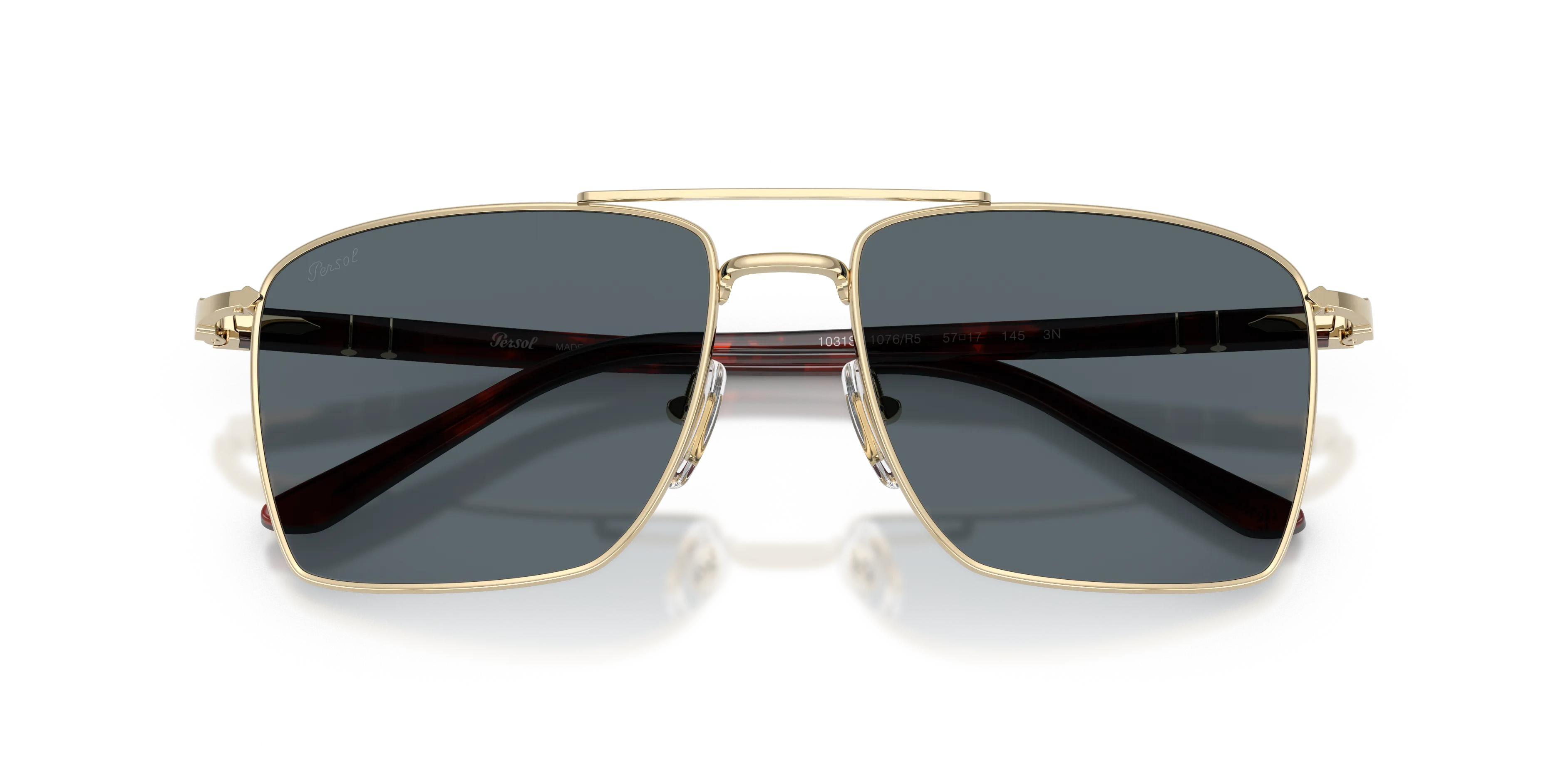 Persol PO1031S 1076R5 Occhiali da sole Acciaio Oro Blu Squadrata Normale - immagine 2