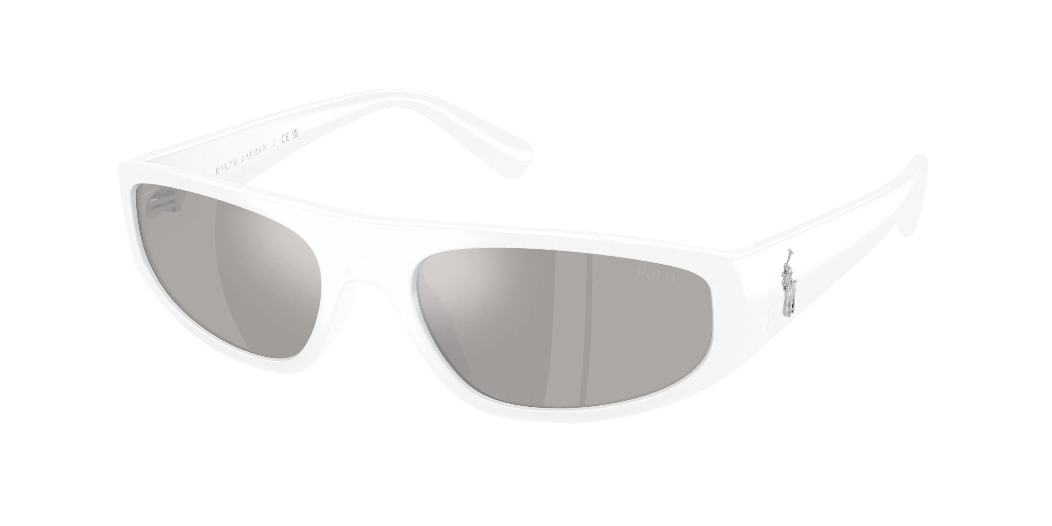 Polo Ralph Lauren PH4250U 58596G Occhiali da sole Iniettato Bianco Grigio Pilot Specchiate - immagine 1