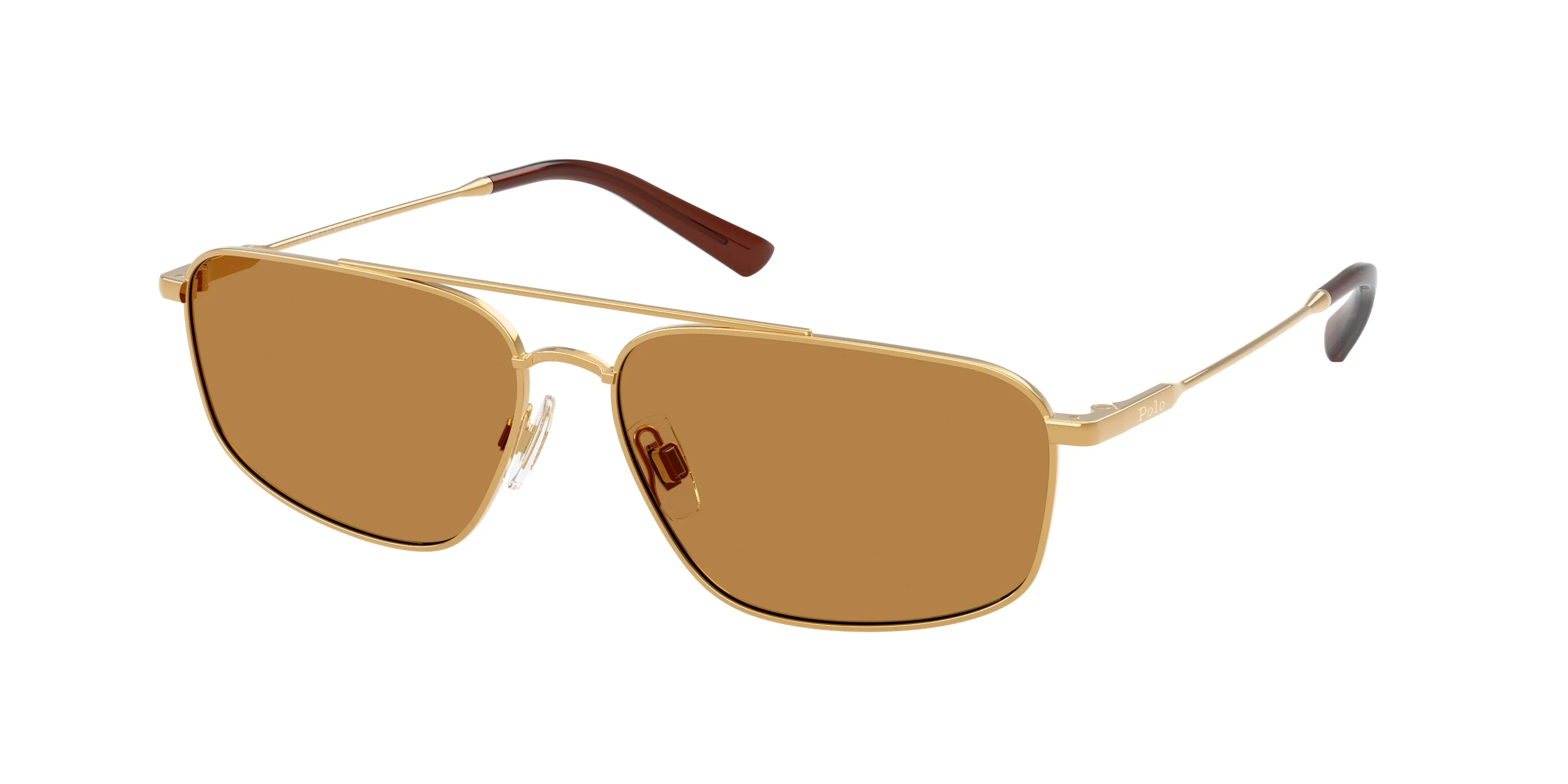 Polo Ralph Lauren PH3164 932493 Occhiali da sole Metallo Oro Marrone Squadrata Normale - immagine 1