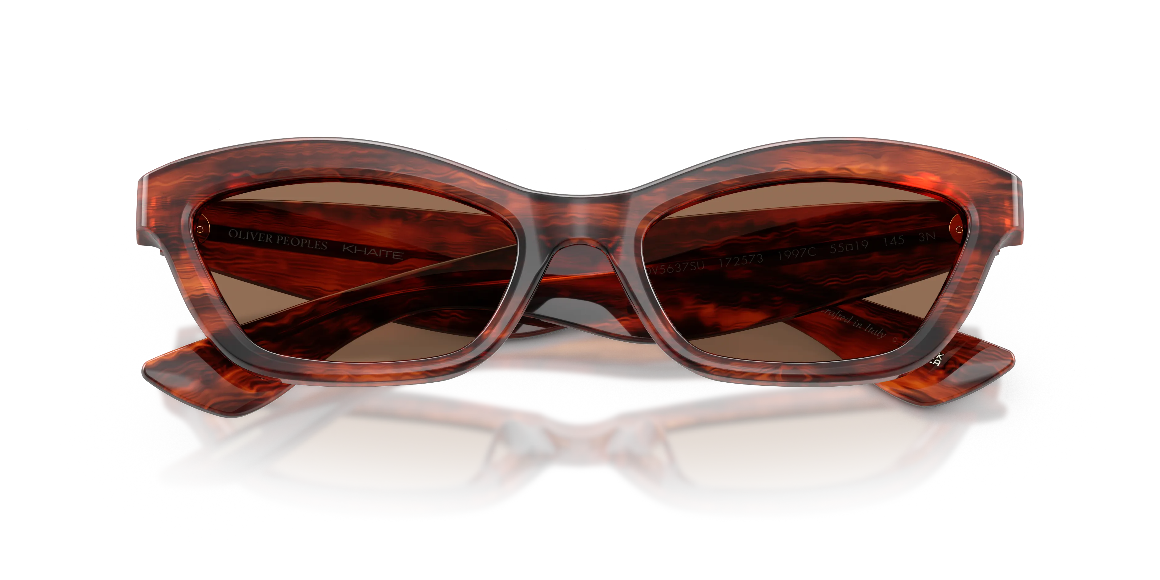 Oliver Peoples OV5637SU 1997C 172573 Occhiali da sole Acetato Rosso Marrone Cat Eye Normale - immagine 2