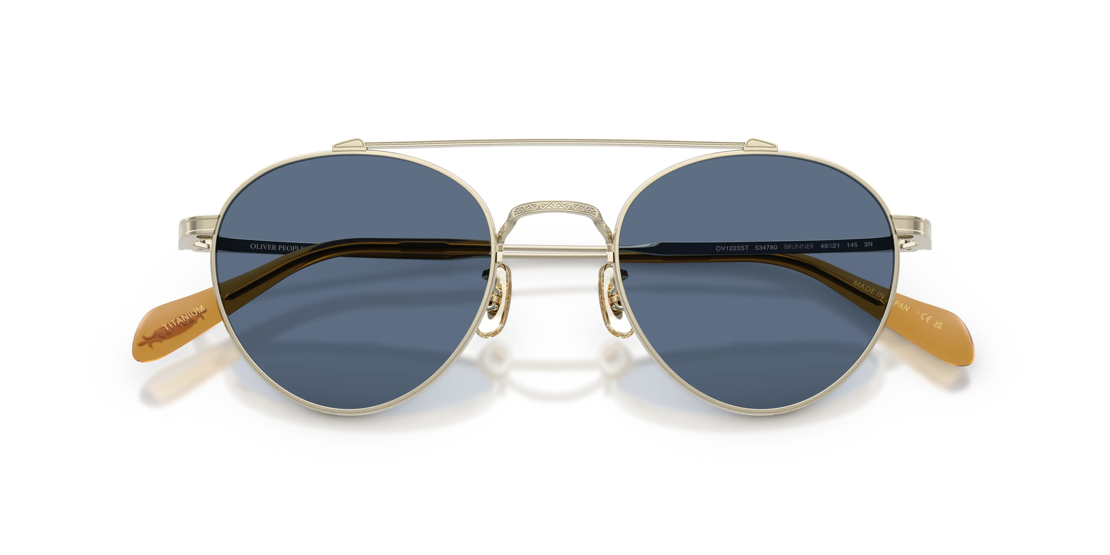 Oliver Peoples OV1223ST BRUNNER 534780 Occhiali da sole Titanio Oro Blu Pantos Normale - immagine 2
