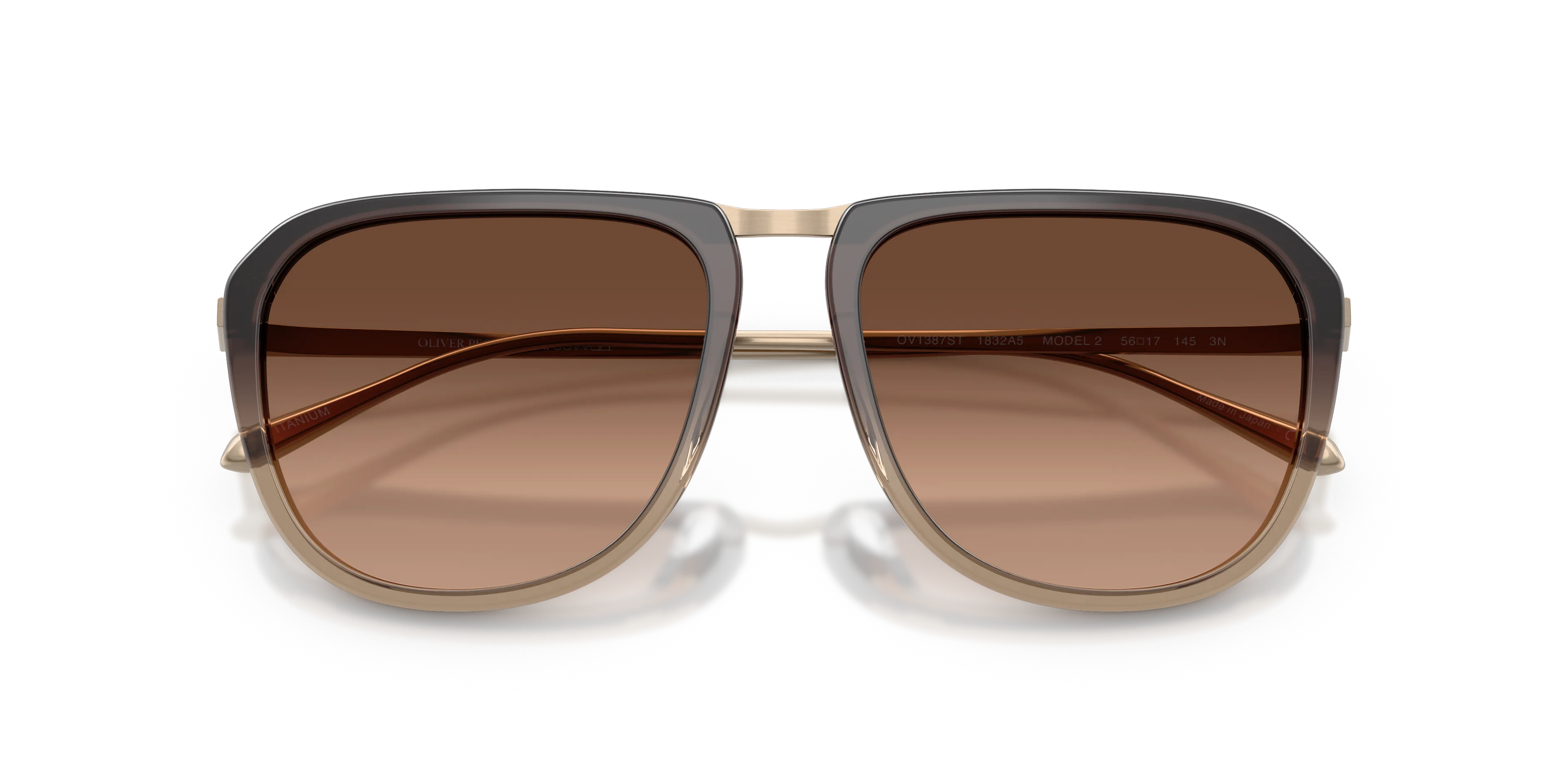 Oliver Peoples OV1387ST MODEL 2 1832A5 Occhiali da sole Titanio Marrone Marrone Squadrata Normale Sfumato - immagine 2