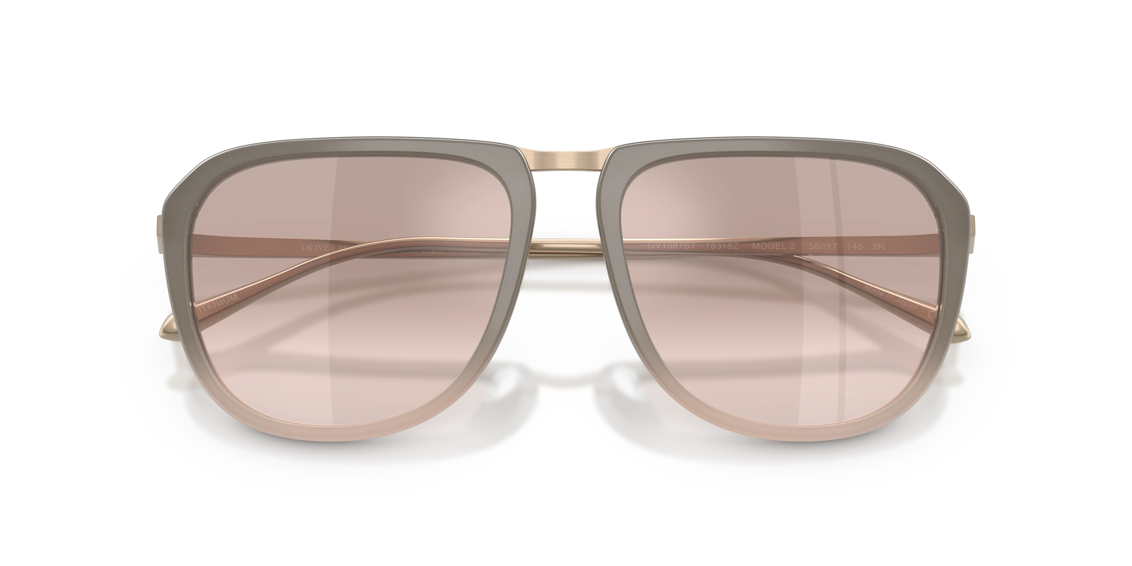 Oliver Peoples OV1387ST MODEL 2 18318Z Occhiali da sole Titanio Marrone Rosa Squadrata Specchiate Sfumato - immagine 2