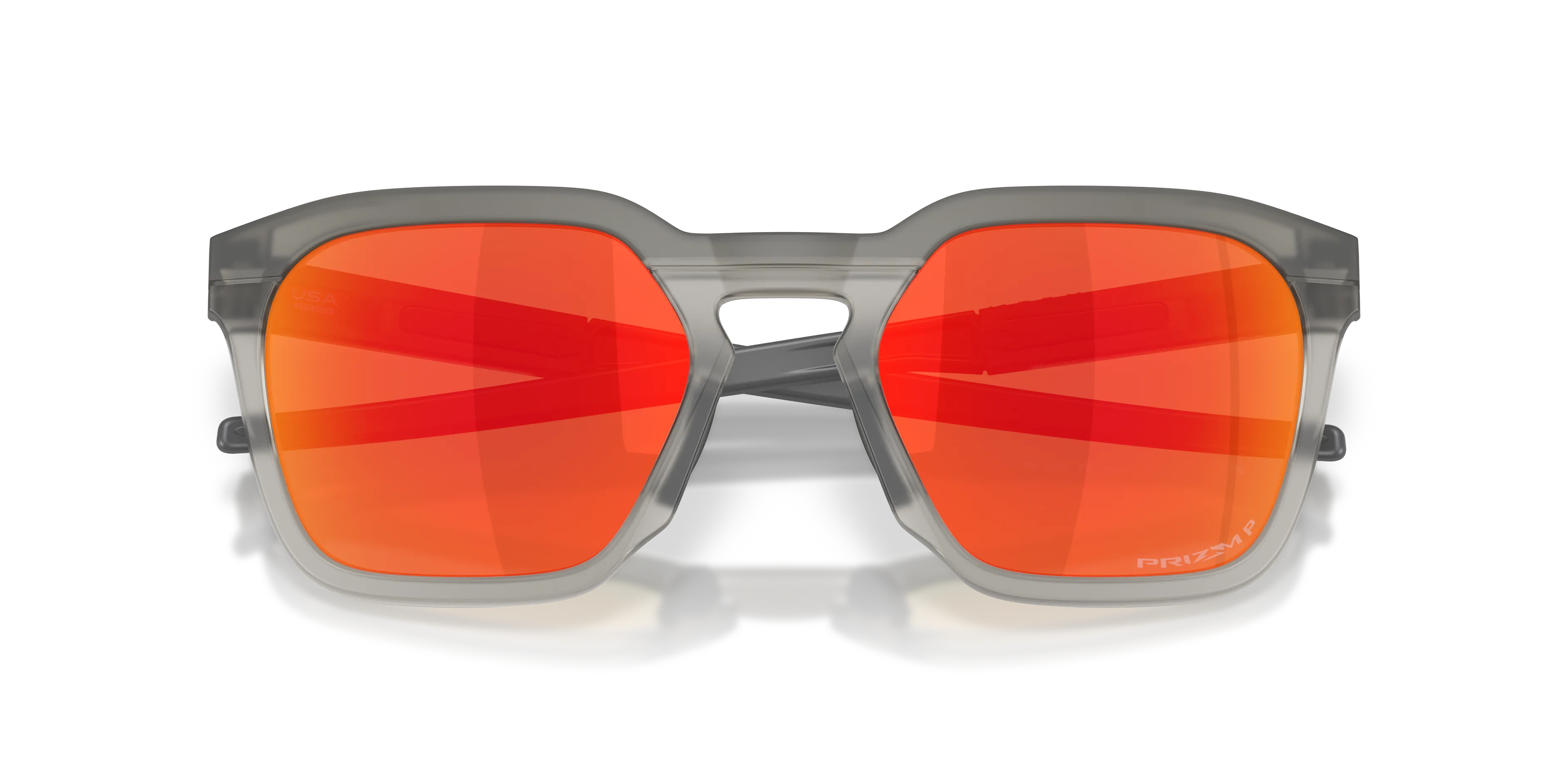 Oakley OO9555 HSTN SQ 2.0 955506 Occhiali da sole O_Matter Grigio Rosso Squadrata Polarizzata - immagine 2