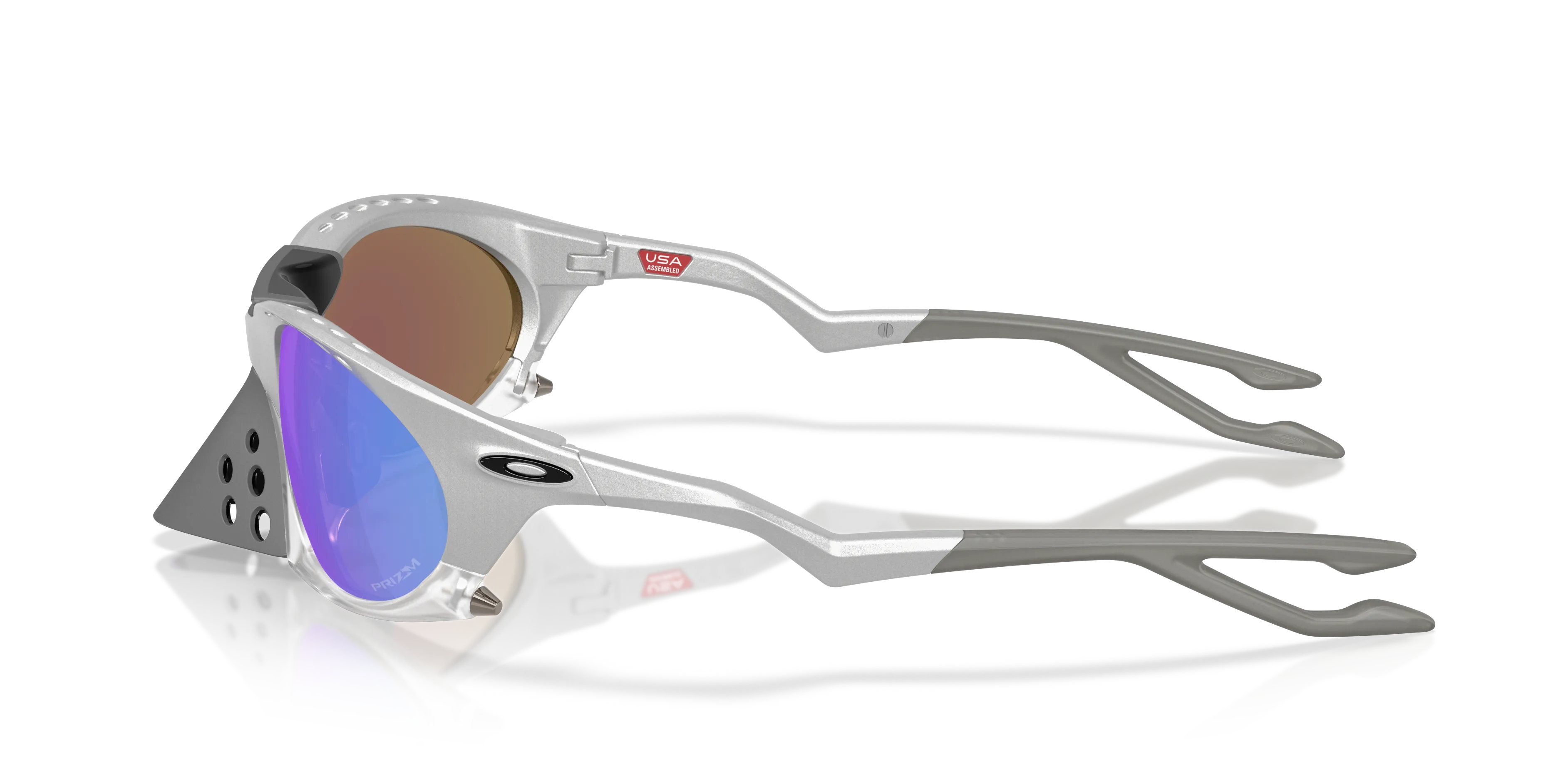 Oakley OO9437 PLANTARIS 943713 Occhiali da sole O_Matter Grigio Blu Rotonda Normale - immagine 4