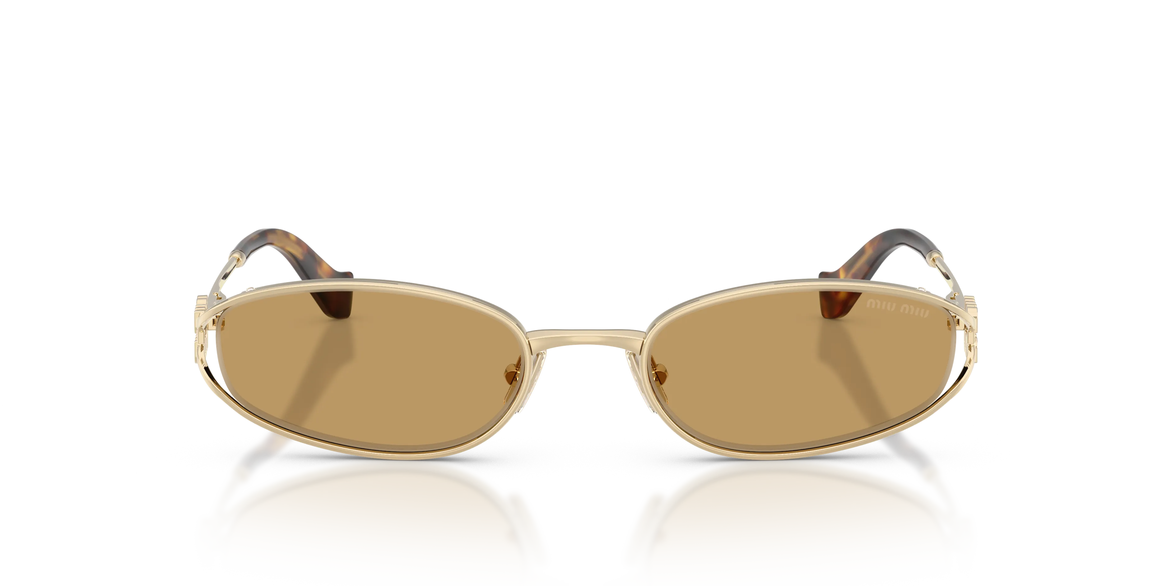Miu Miu MU C51S ZVN10Y Occhiali da sole Metallo Oro Marrone Geometrica Normale - immagine 3