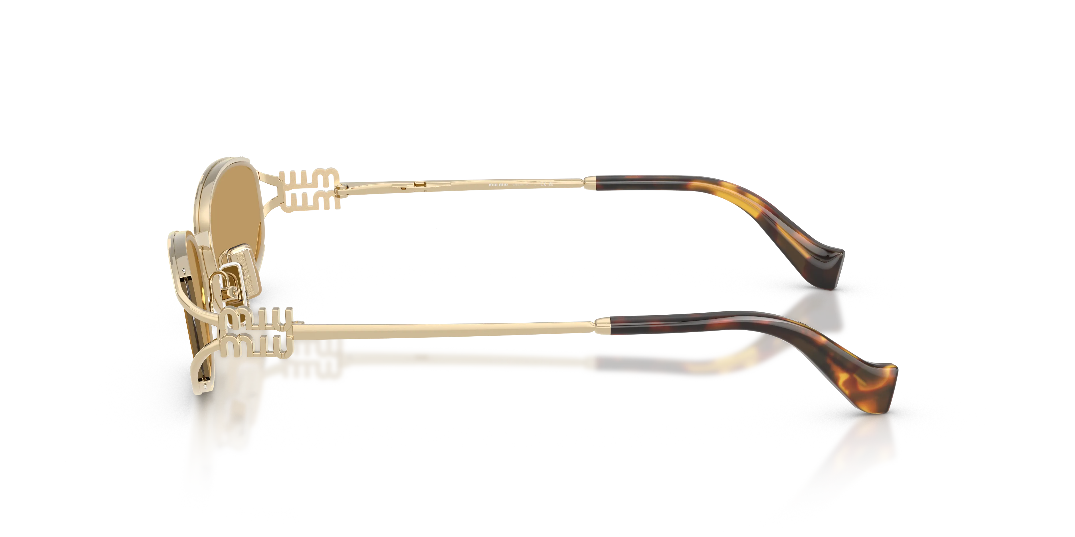 Miu Miu MU C51S ZVN10Y Occhiali da sole Metallo Oro Marrone Geometrica Normale - immagine 4