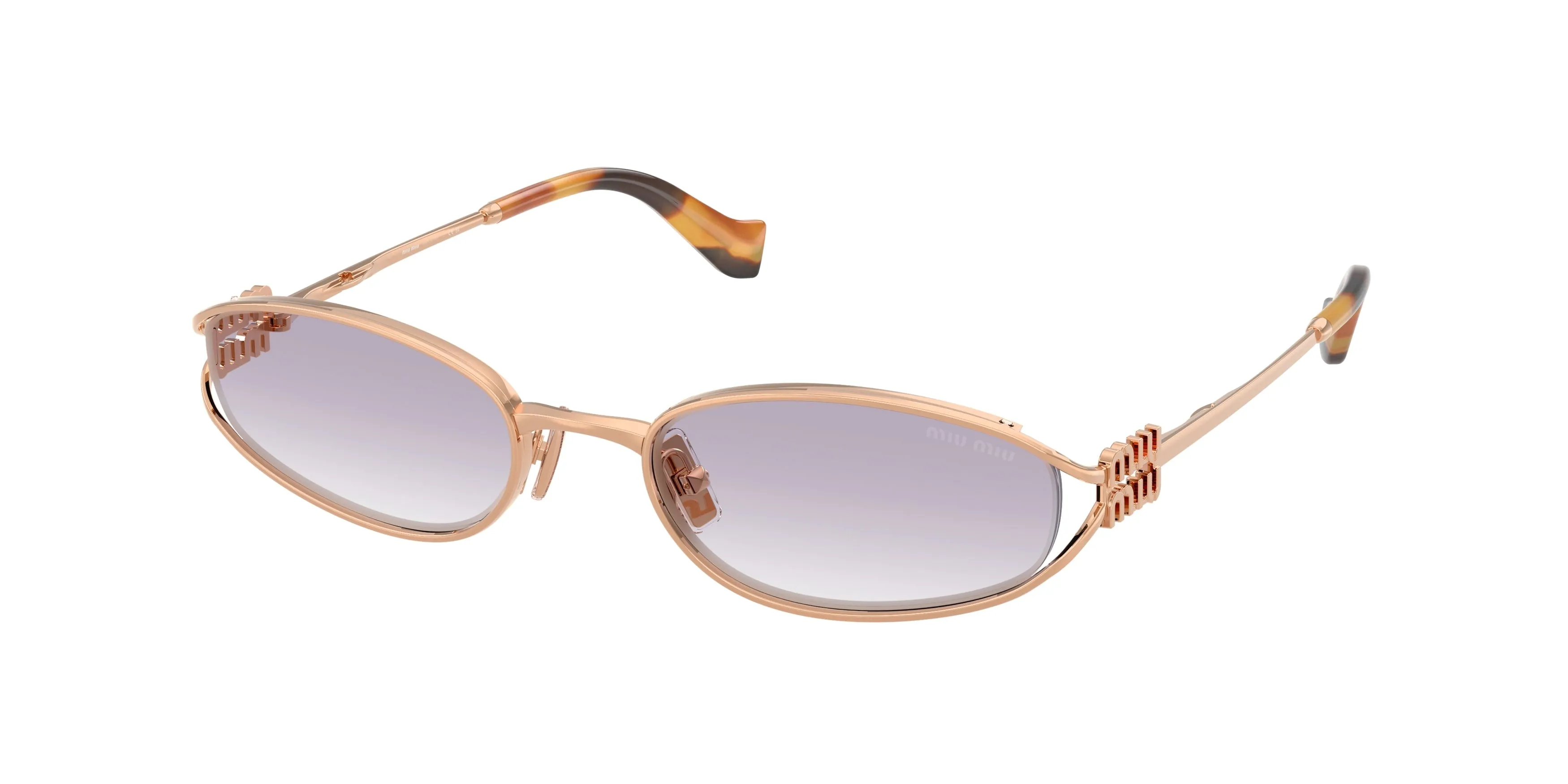 Miu Miu MU C51S ZVF04O Occhiali da sole Metallo Oro Grigio Geometrica Normale Sfumato - immagine 1