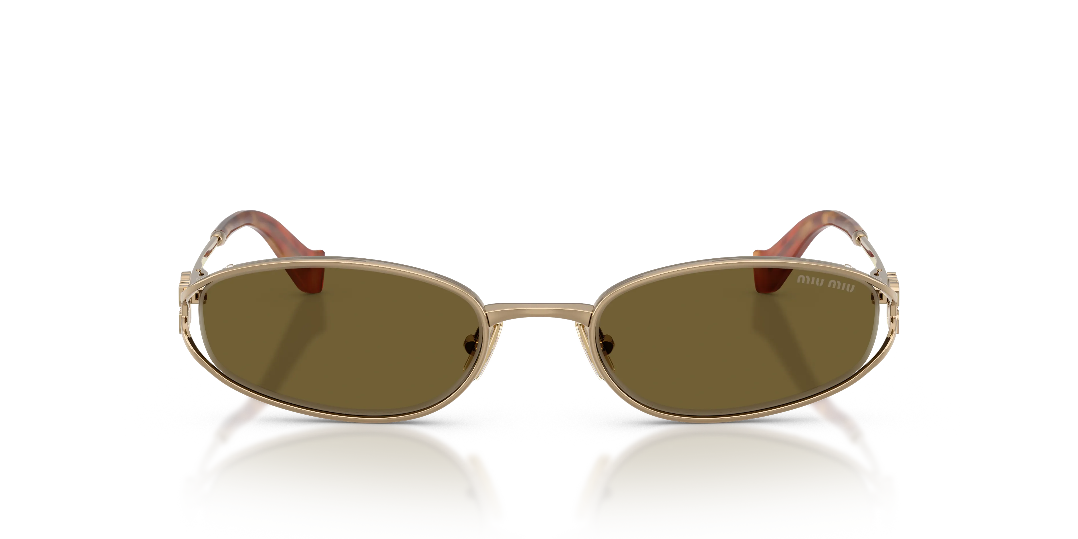 Miu Miu MU C51S 7OE09Z Occhiali da sole Metallo Oro Marrone Geometrica Normale - immagine 3