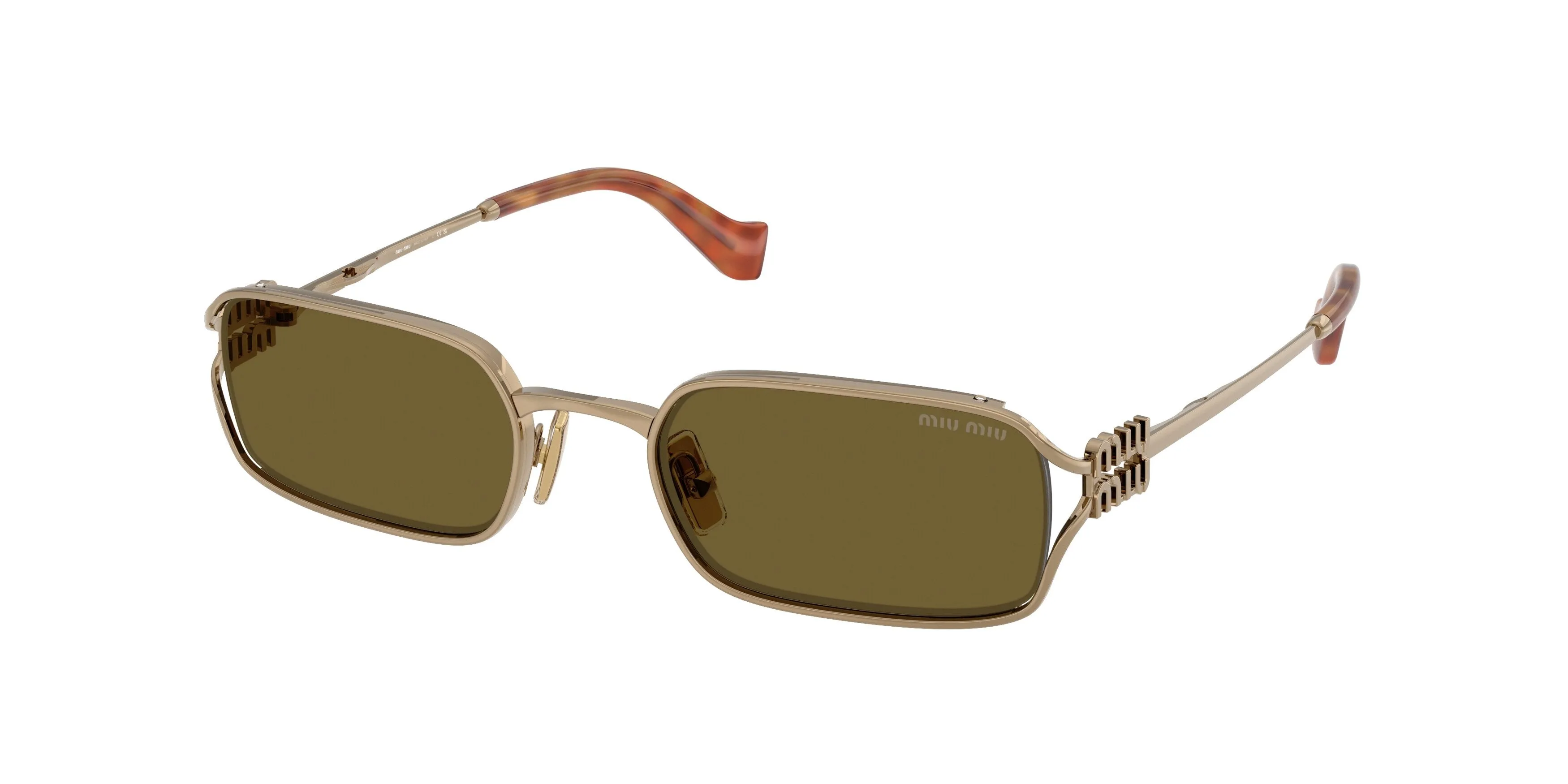 Miu Miu MU C50S 7OE09Z Occhiali da sole Metallo Oro Marrone Squadrata Normale - immagine 1