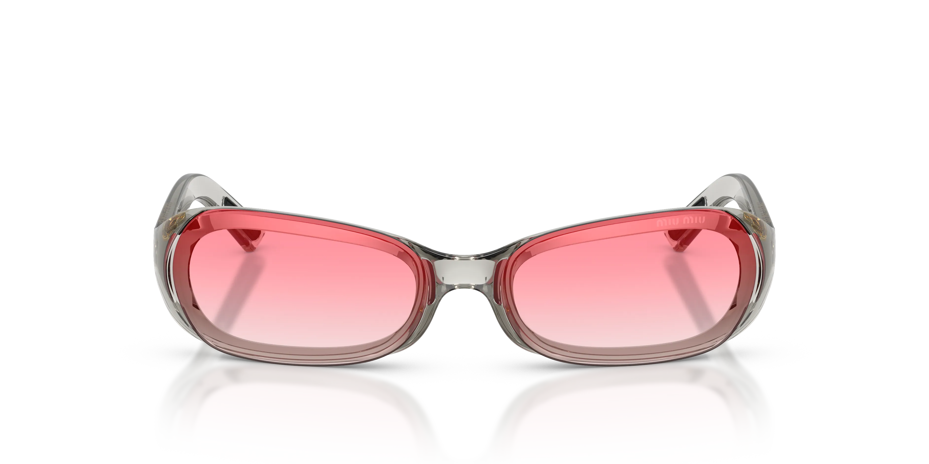 Miu Miu MU C07SU 22T81E Occhiali da sole Nylon Grigio Rosa Squadrata Normale Sfumato - immagine 3