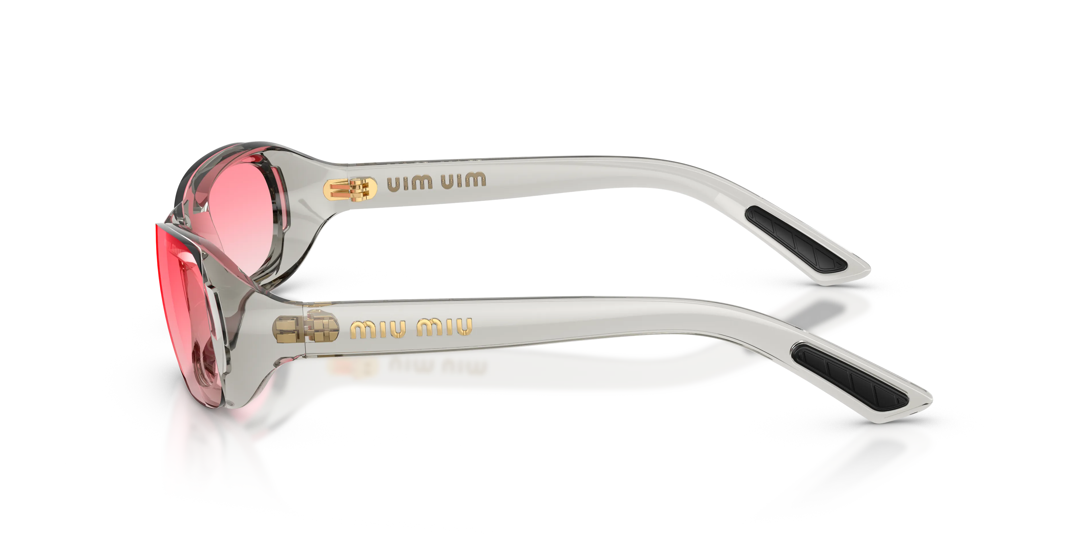 Miu Miu MU C07SU 22T81E Occhiali da sole Nylon Grigio Rosa Squadrata Normale Sfumato - immagine 4