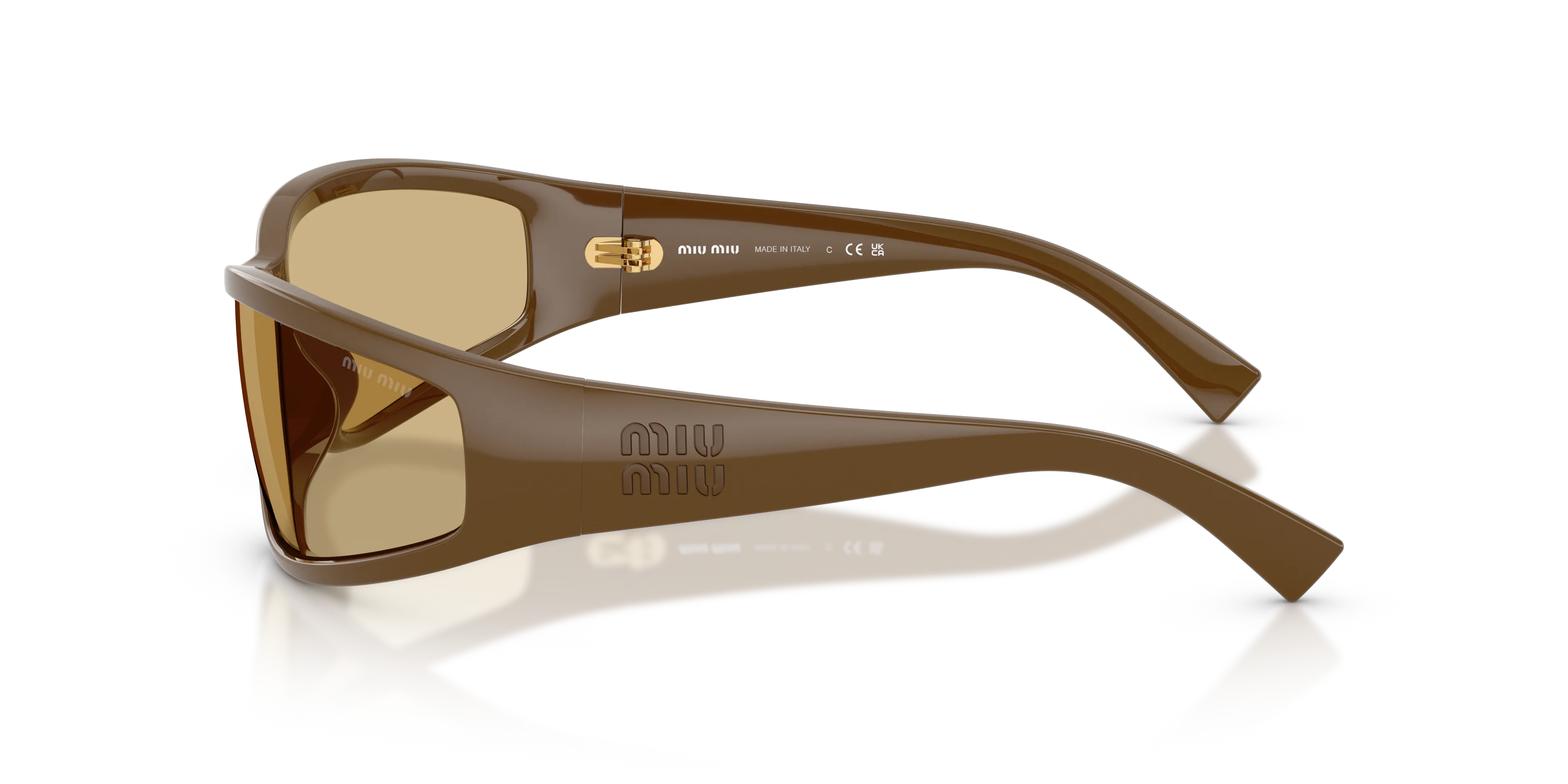 Miu Miu MU C06SU 29Q10R Occhiali da sole Acetato Verde Giallo Geometrica Normale - immagine 4