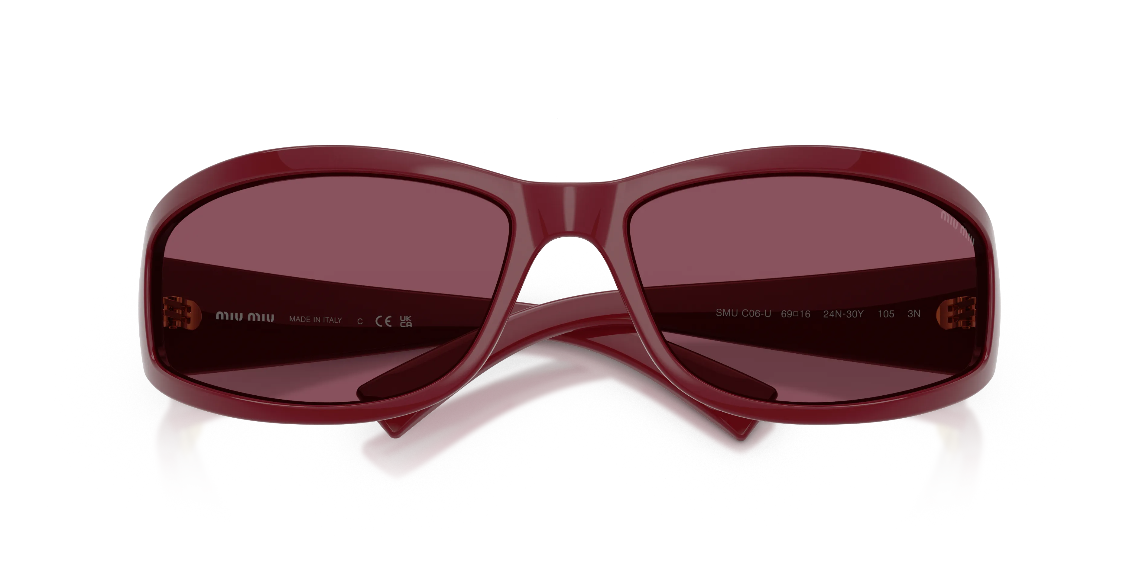Miu Miu MU C06SU 24N30Y Occhiali da sole Acetato Rosso Viola Geometrica Normale - immagine 2