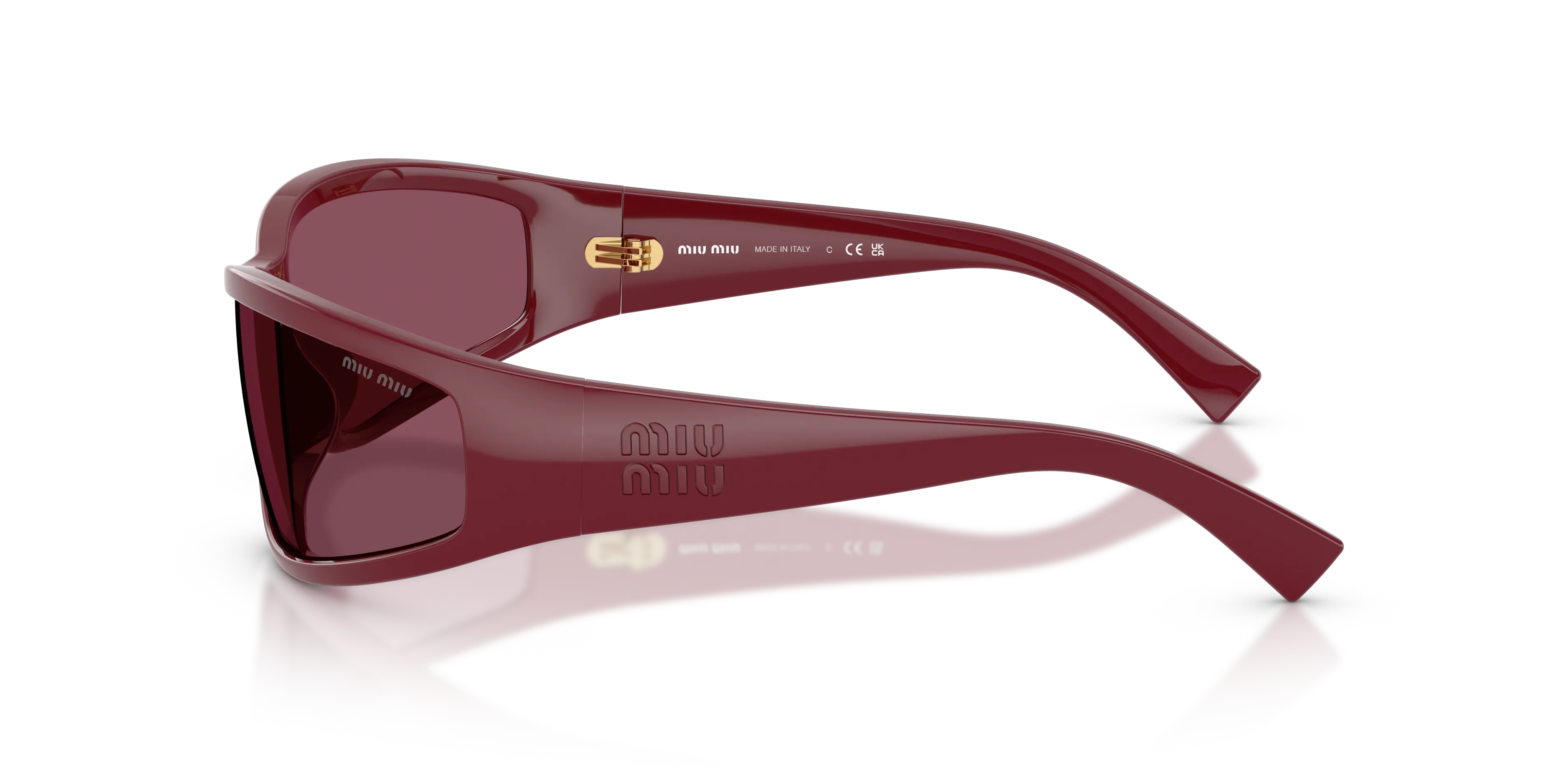 Miu Miu MU C06SU 24N30Y Occhiali da sole Acetato Rosso Viola Geometrica Normale - immagine 4