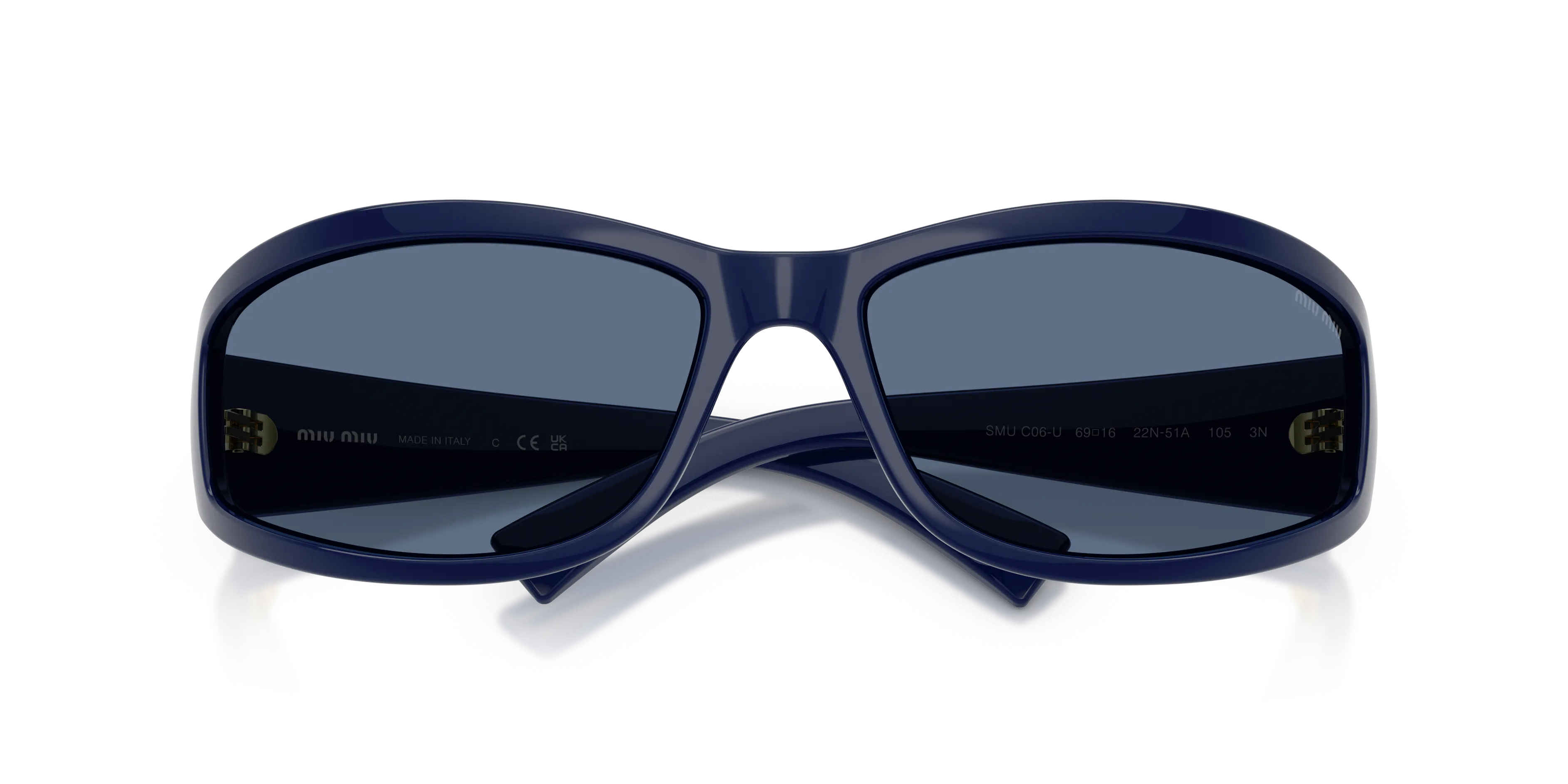 Miu Miu MU C06SU 22N51A Occhiali da sole Acetato Blu Blu Geometrica Normale - immagine 2