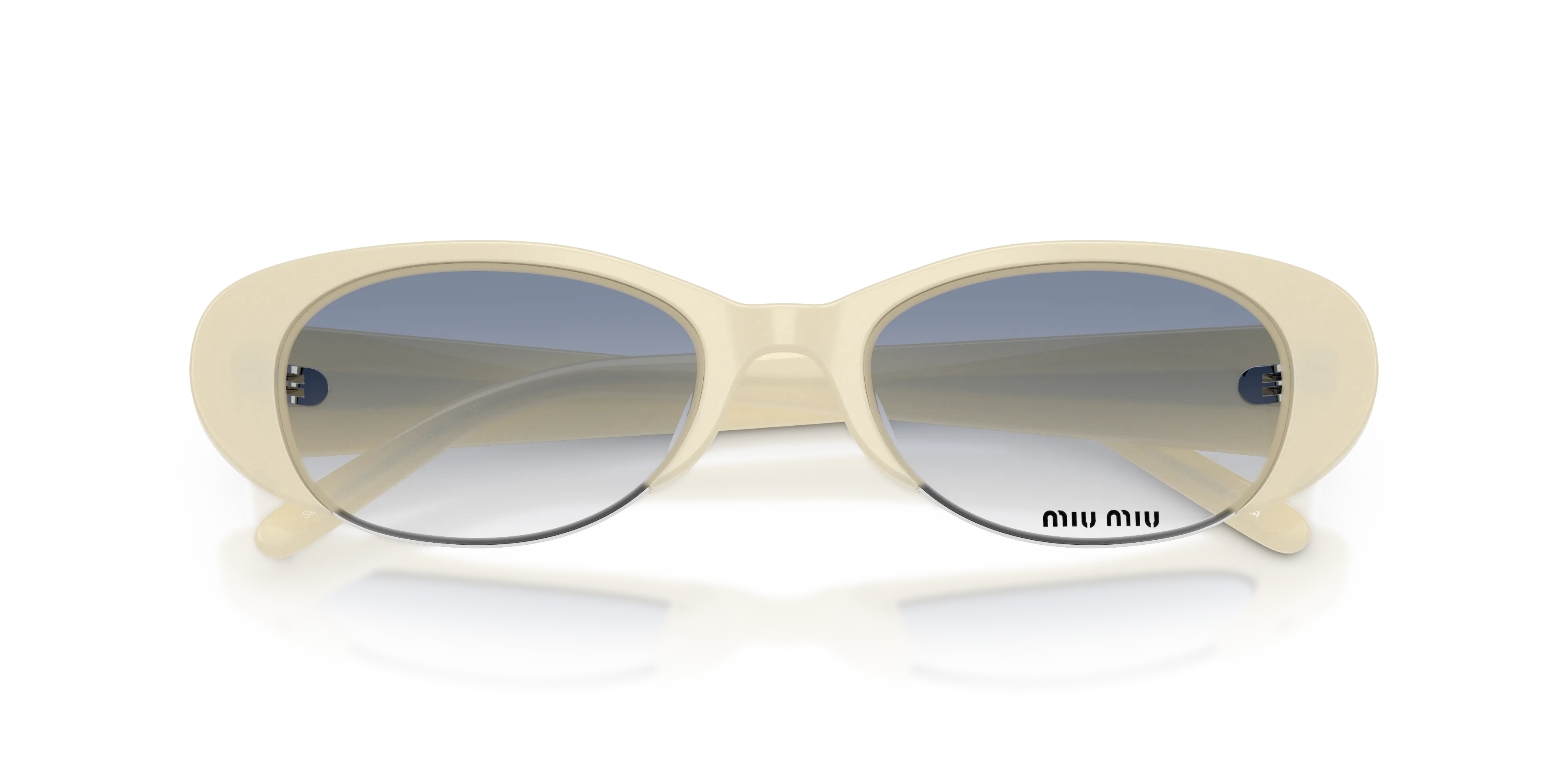 Miu Miu MU C05SU 22Q80O Occhiali da sole Acetato Bianco Blu Rotonda Normale Sfumato - immagine 2