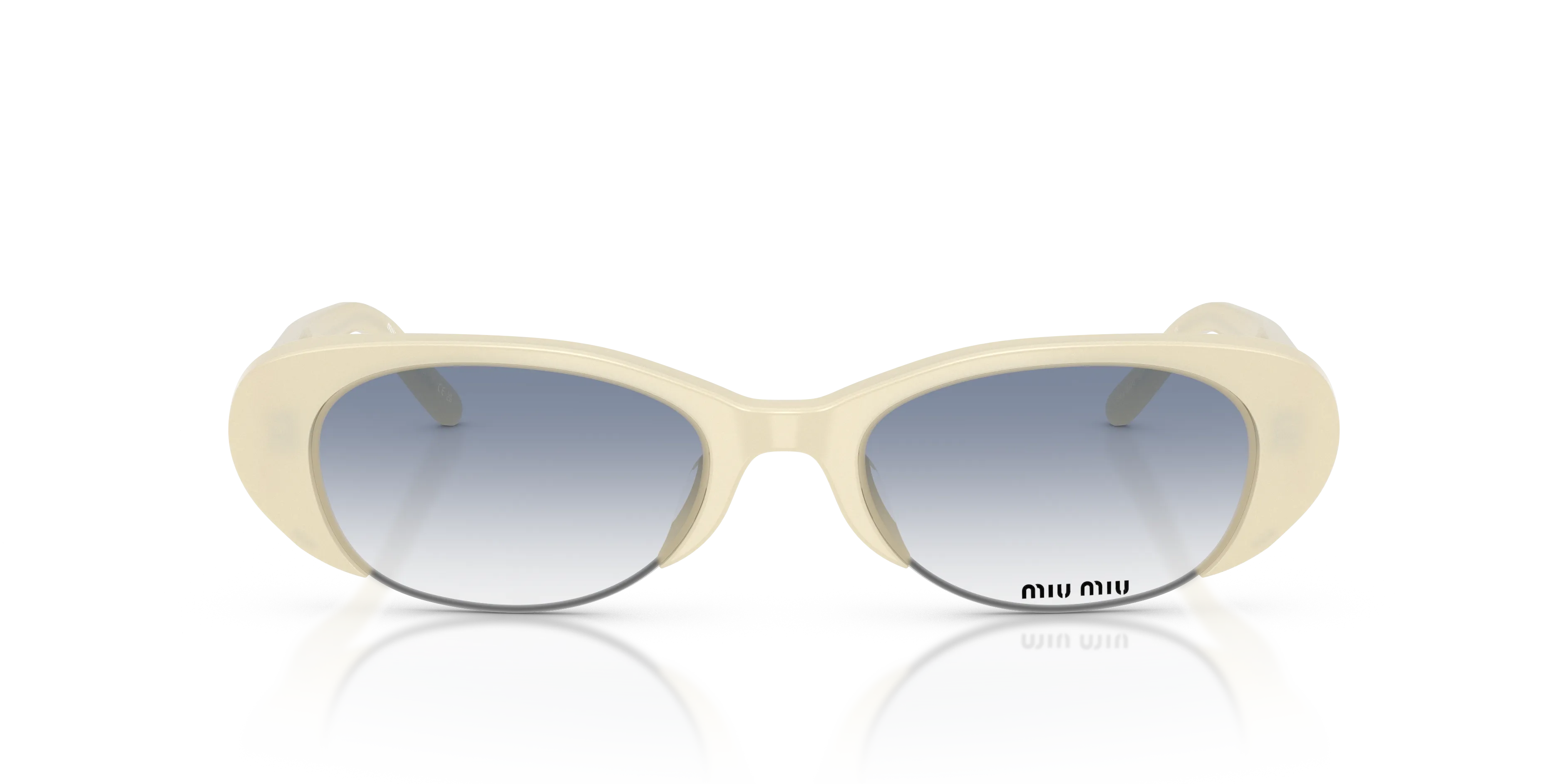 Miu Miu MU C05SU 22Q80O Occhiali da sole Acetato Bianco Blu Rotonda Normale Sfumato - immagine 3