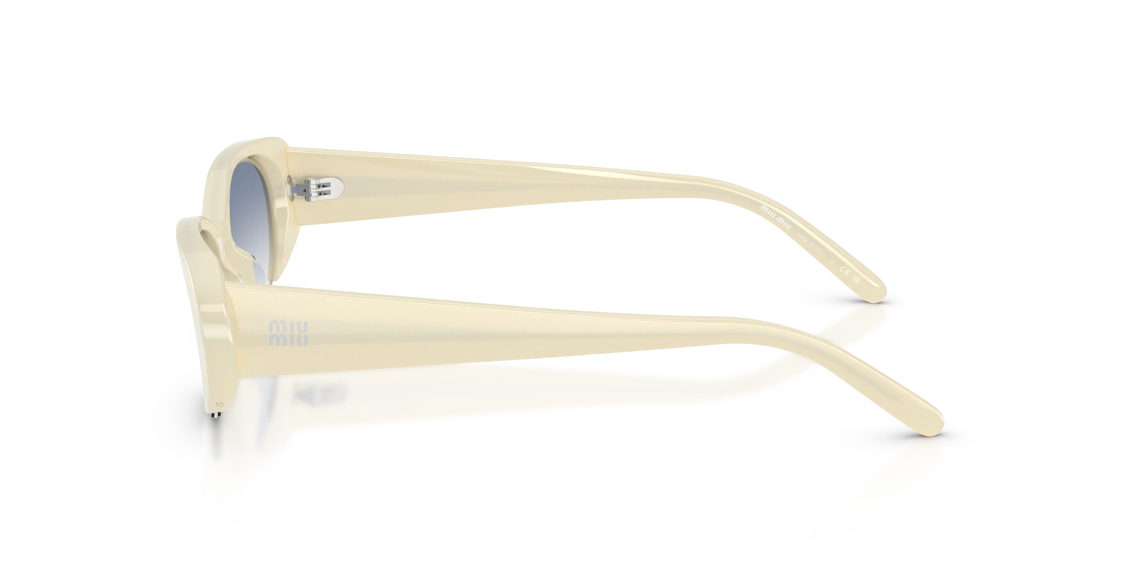 Miu Miu MU C05SU 22Q80O Occhiali da sole Acetato Bianco Blu Rotonda Normale Sfumato - immagine 4