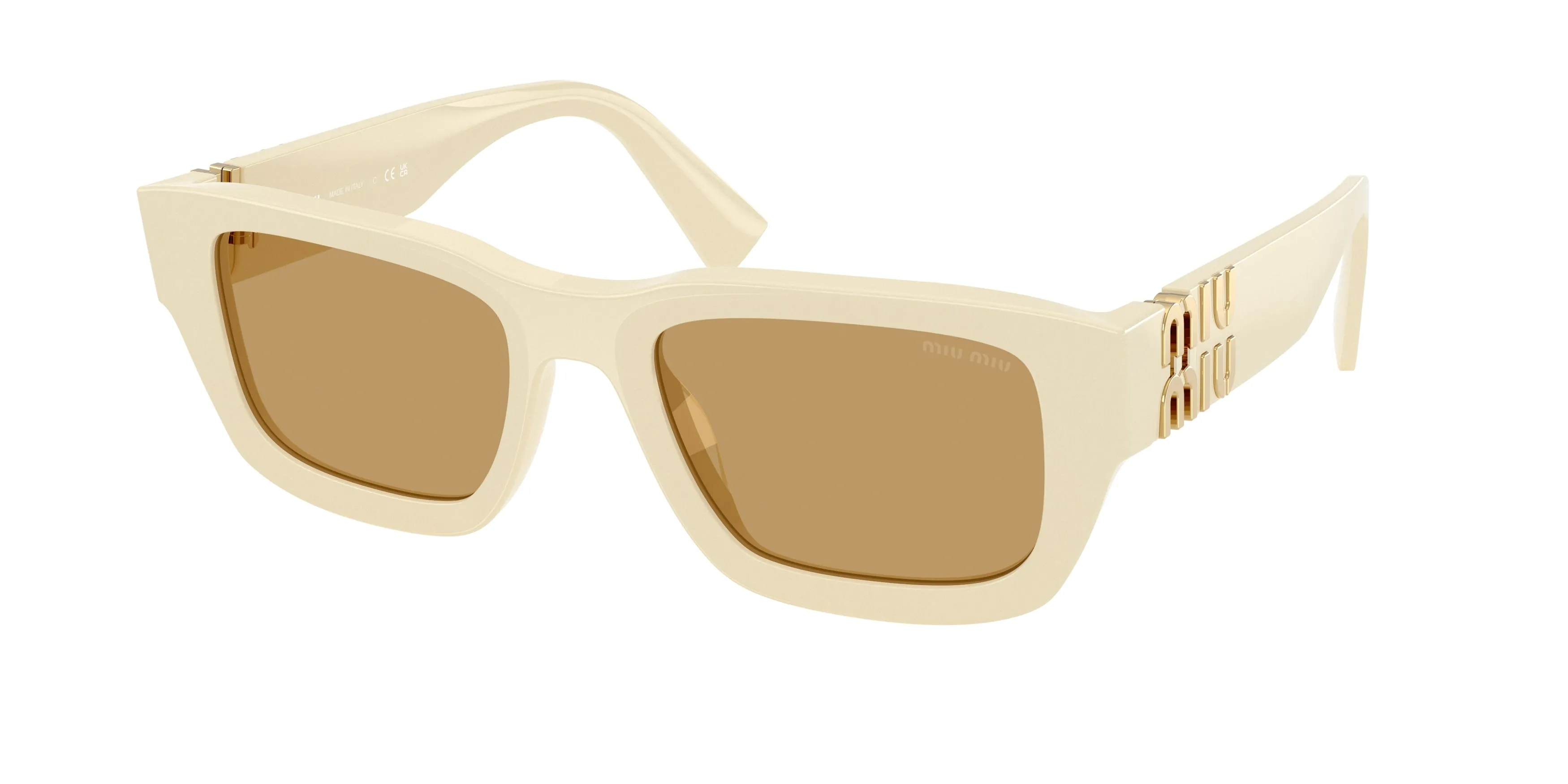 Miu Miu MU C04S 21D10Y Occhiali da sole Acetato Bianco Marrone Squadrata Normale - immagine 1