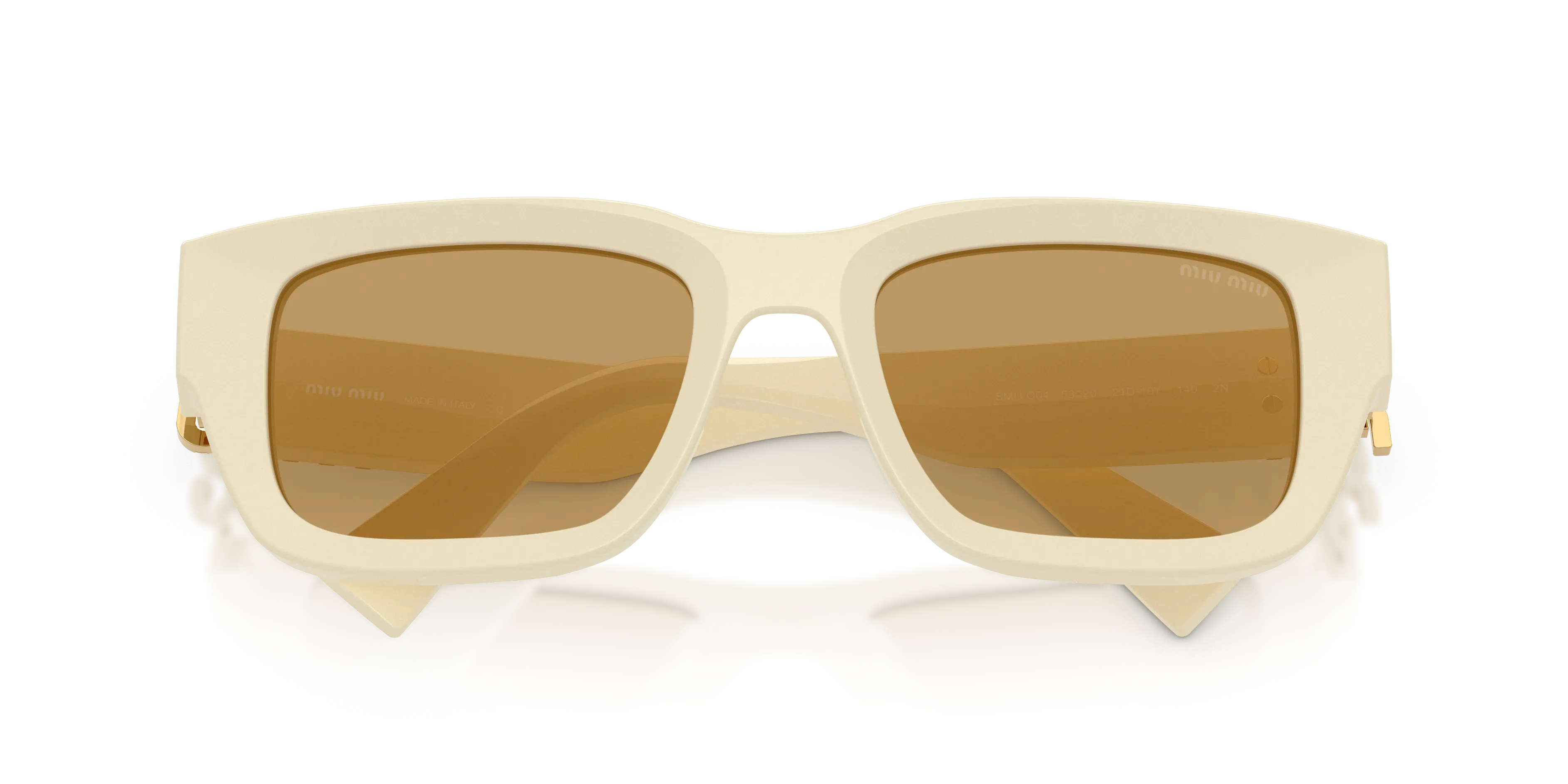 Miu Miu MU C04S 21D10Y Occhiali da sole Acetato Bianco Marrone Squadrata Normale - immagine 2