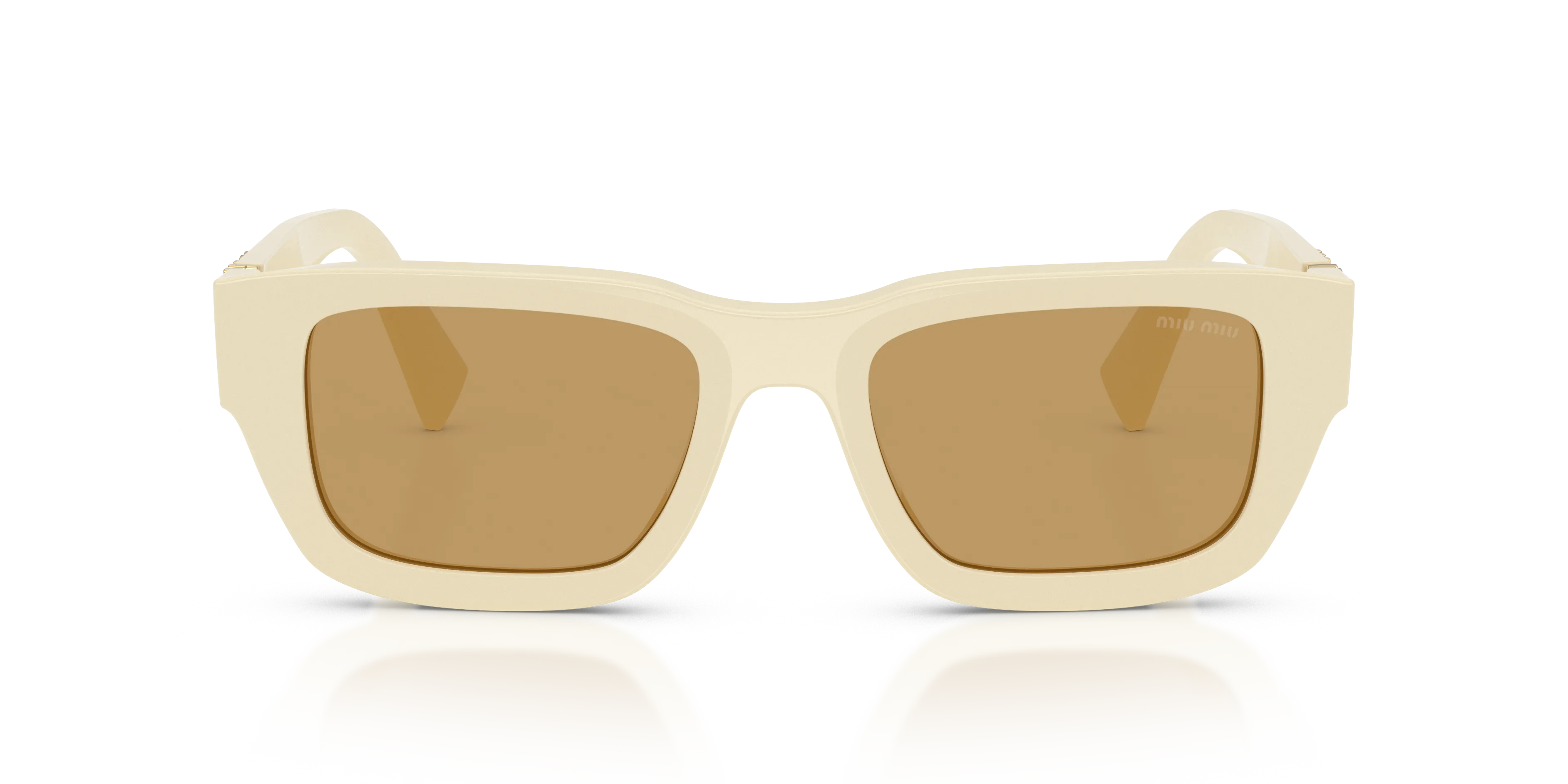 Miu Miu MU C04S 21D10Y Occhiali da sole Acetato Bianco Marrone Squadrata Normale - immagine 3