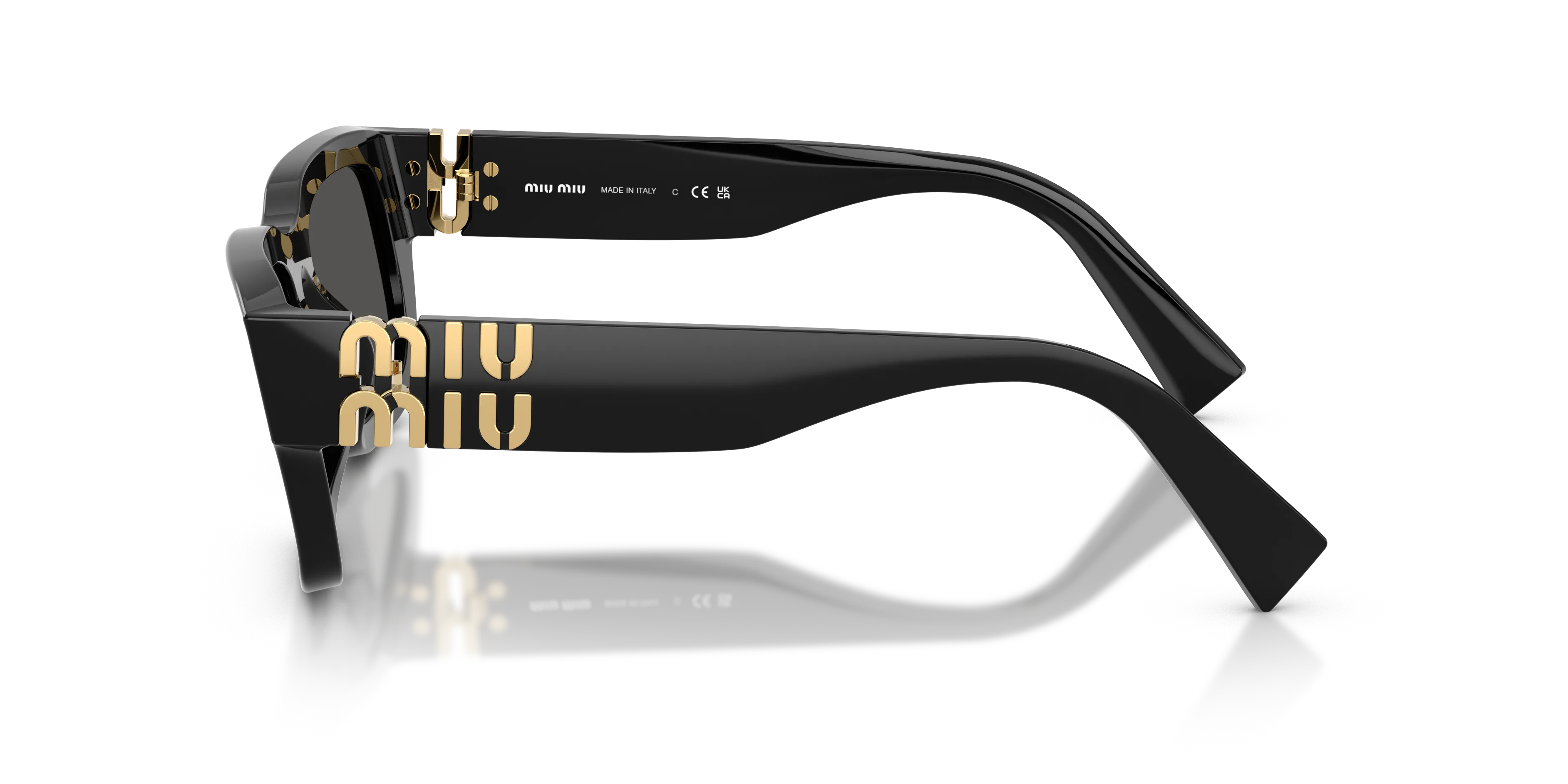 Miu Miu MU C04S 16K08Z Occhiali da sole Acetato Nero Grigio Squadrata Normale - immagine 4