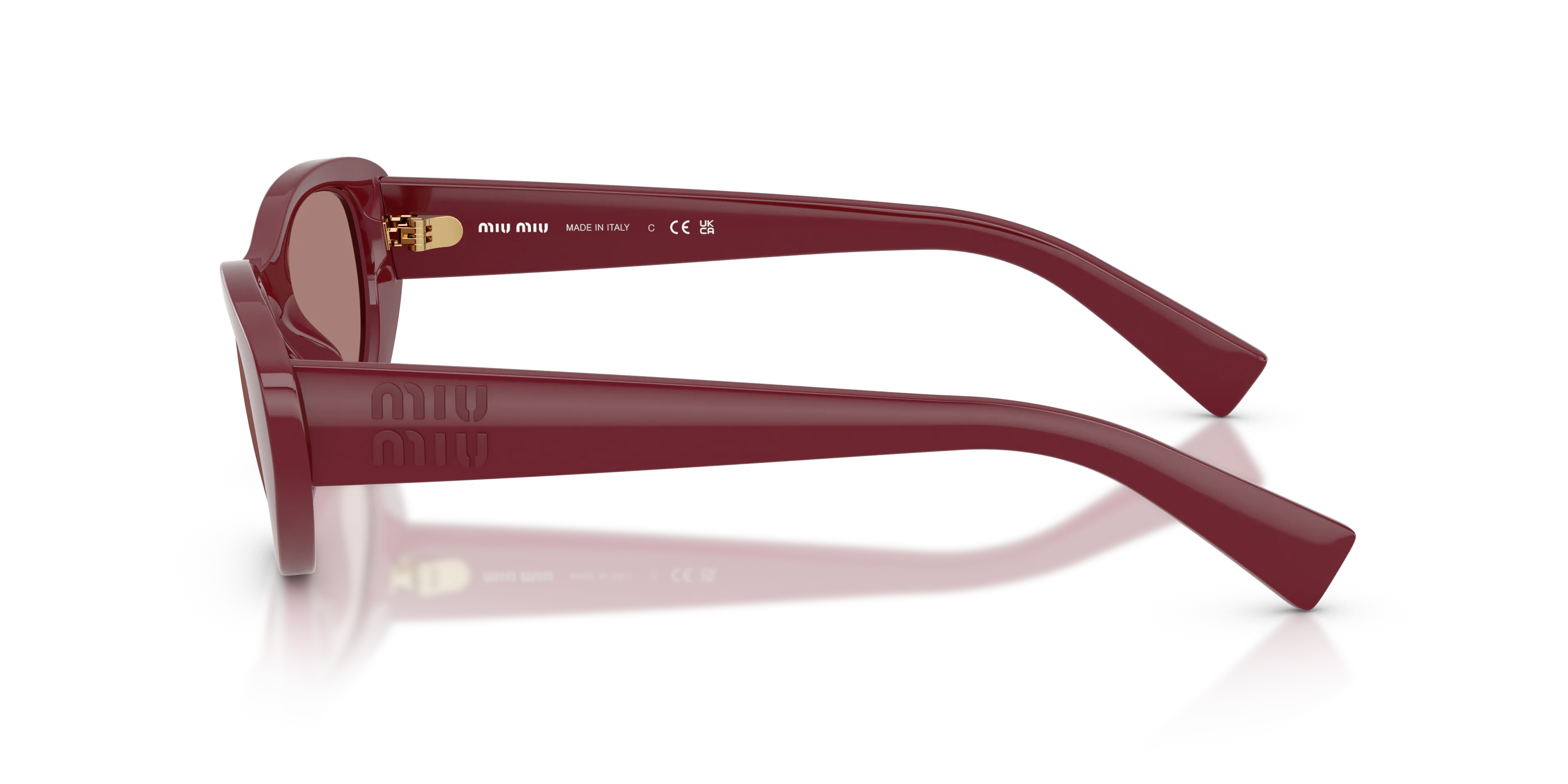 Miu Miu MU C03SU 25R60B Occhiali da sole Acetato Rosso Marrone Cat Eye Normale - immagine 4