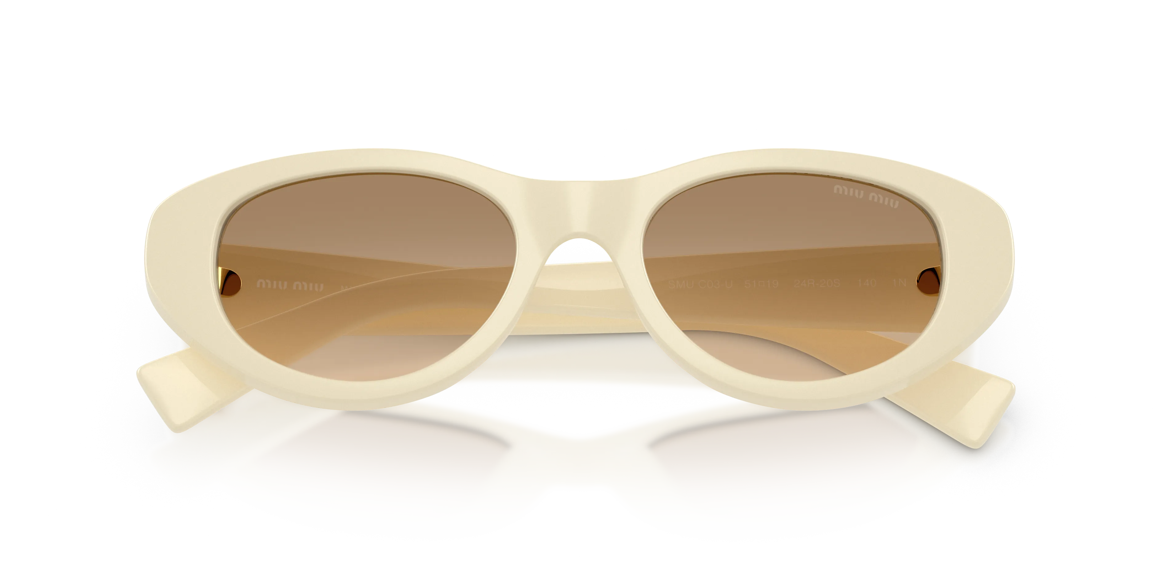 Miu Miu MU C03SU 24R20S Occhiali da sole Acetato Bianco Giallo Cat Eye Normale Sfumato - immagine 2